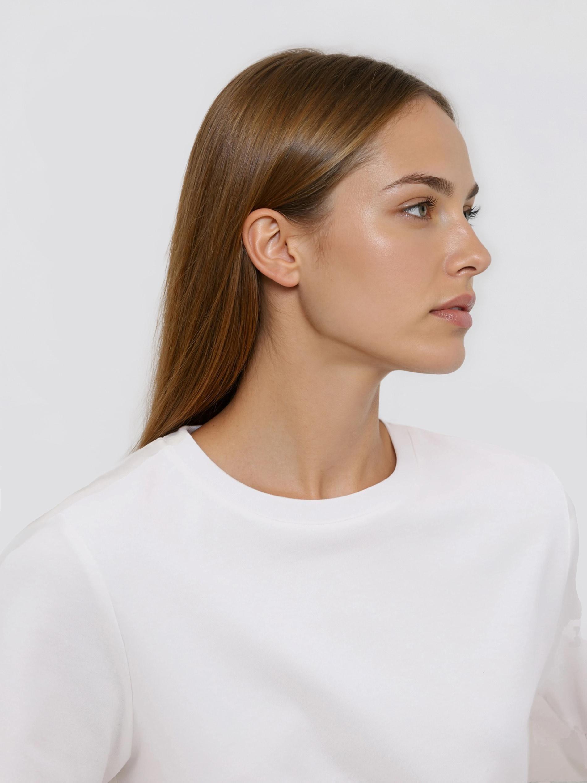 White T-Shirt With Lace Applique, White, medium