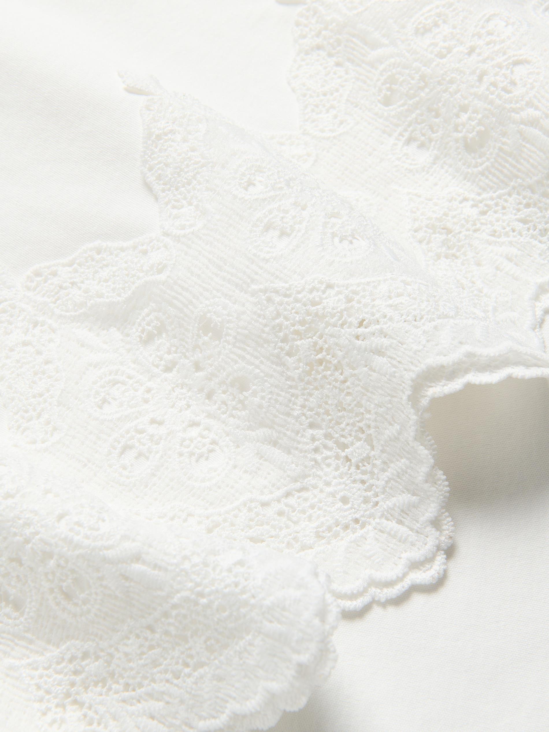 White T-Shirt With Lace Applique, White, large image number 5