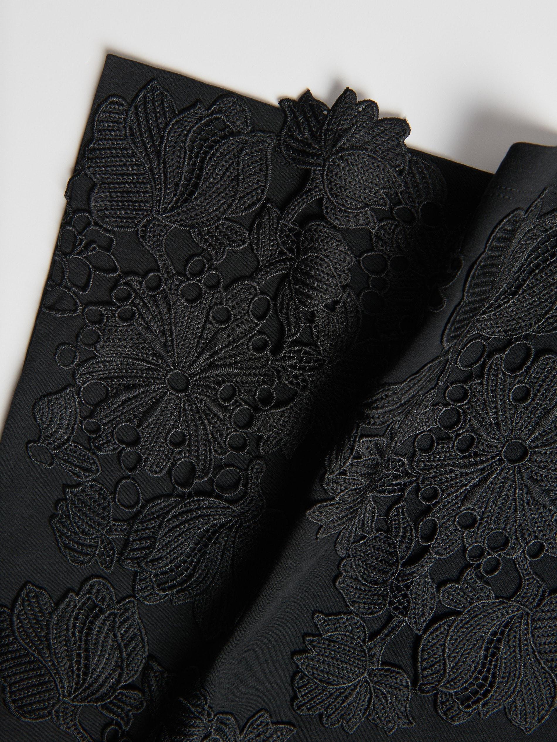 Black T-Shirt With Lace Applique, Black, large image number 1