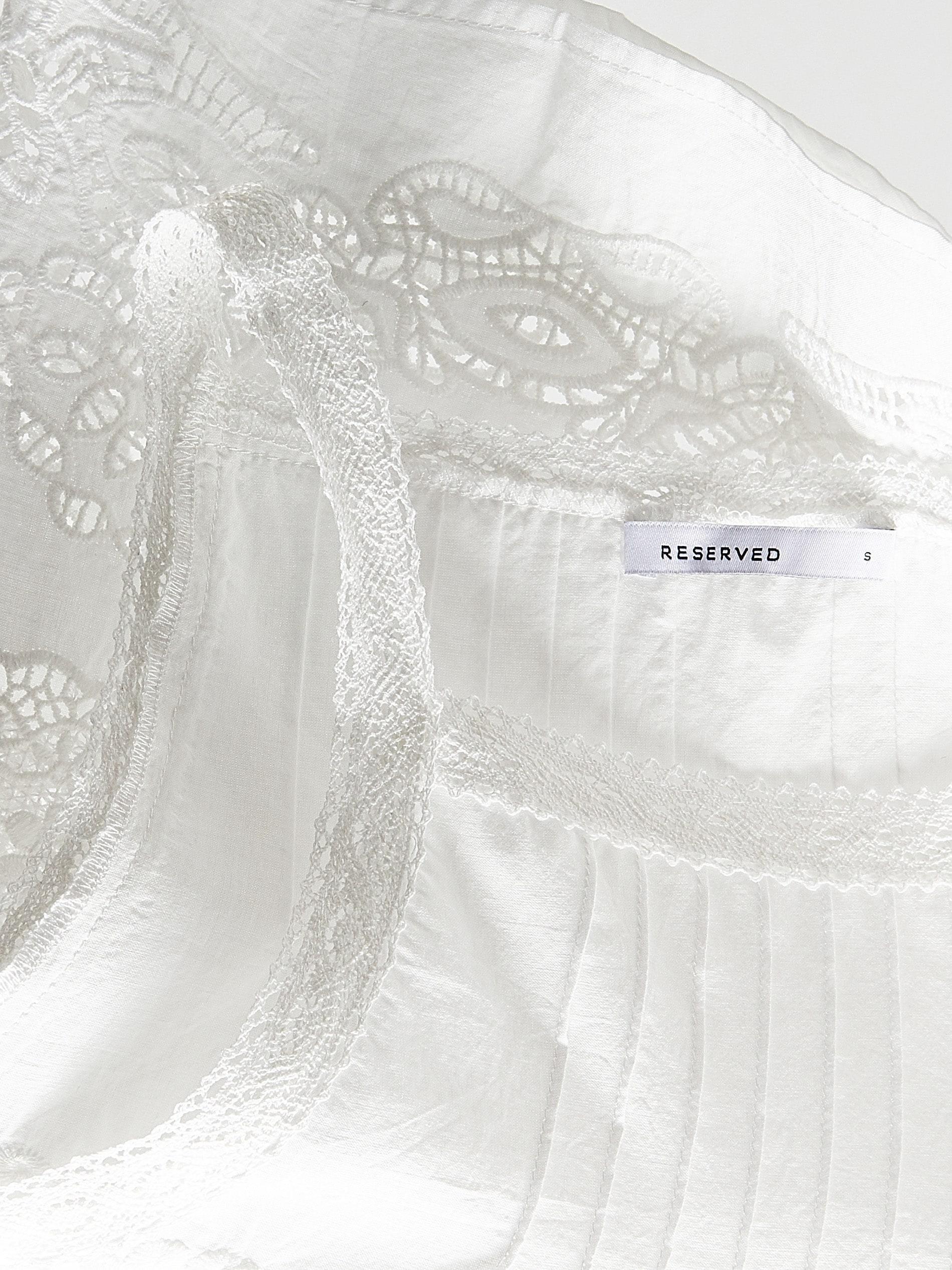 White Top With Openwork Pattern, White, large image number 5