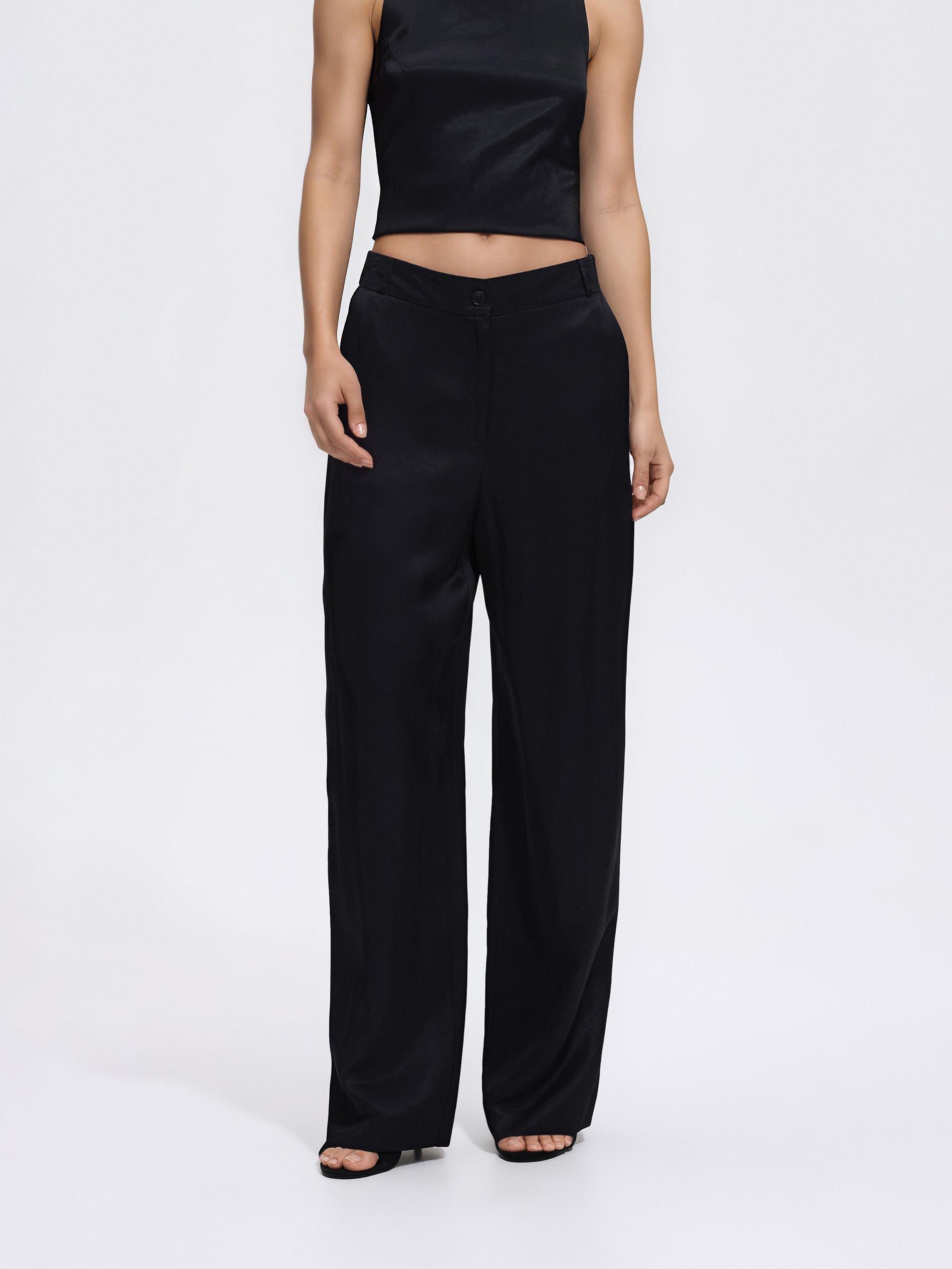 بنطال غني بالفيسكوز أسود, Black, medium