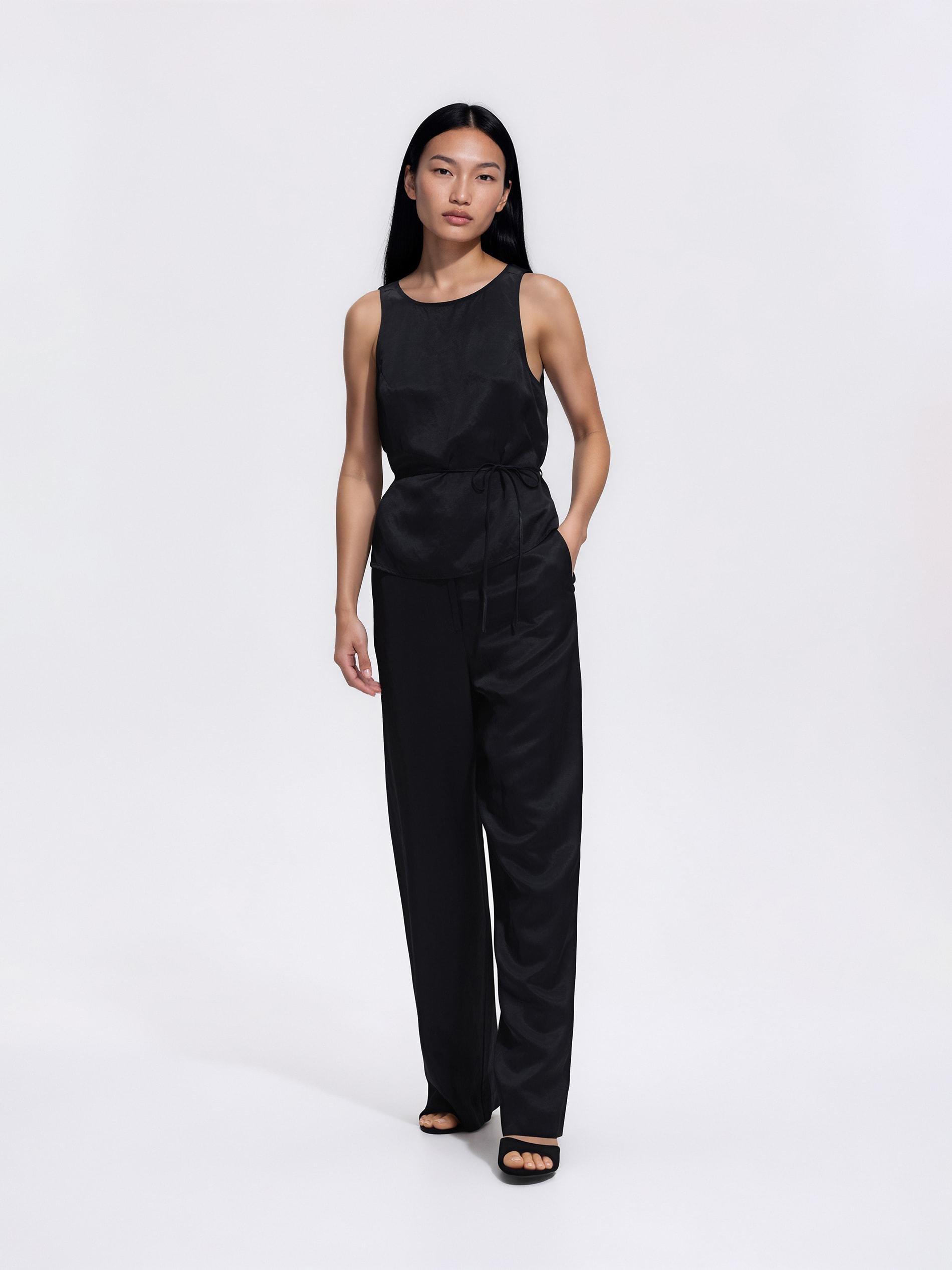 بنطال غني بالفيسكوز أسود, Black, medium