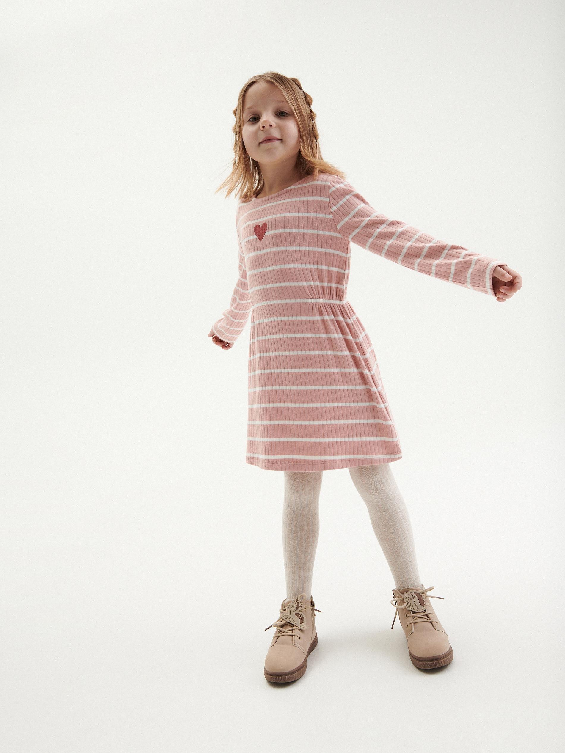 Pink Striped Dress, Kids Girls, , large image number 0