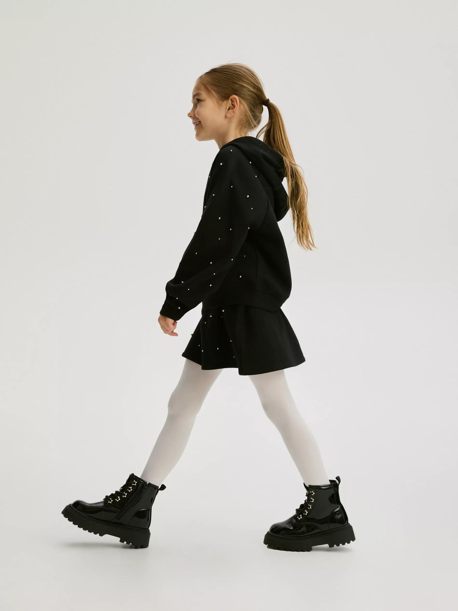 Black Blouse With Applique, Kids Girls, Black, large image number 5