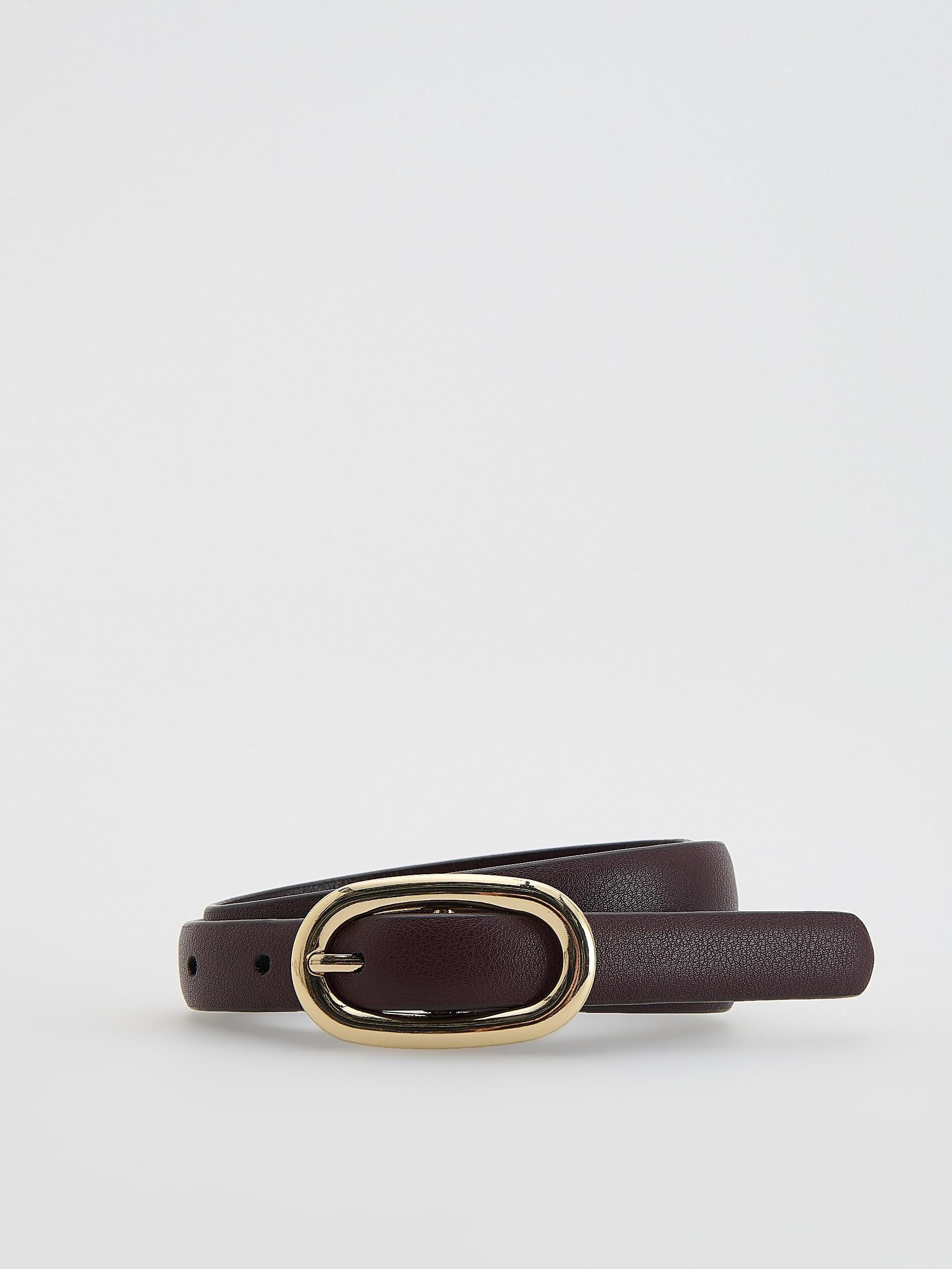 Maroon Buckle Belt, Burgundy, medium