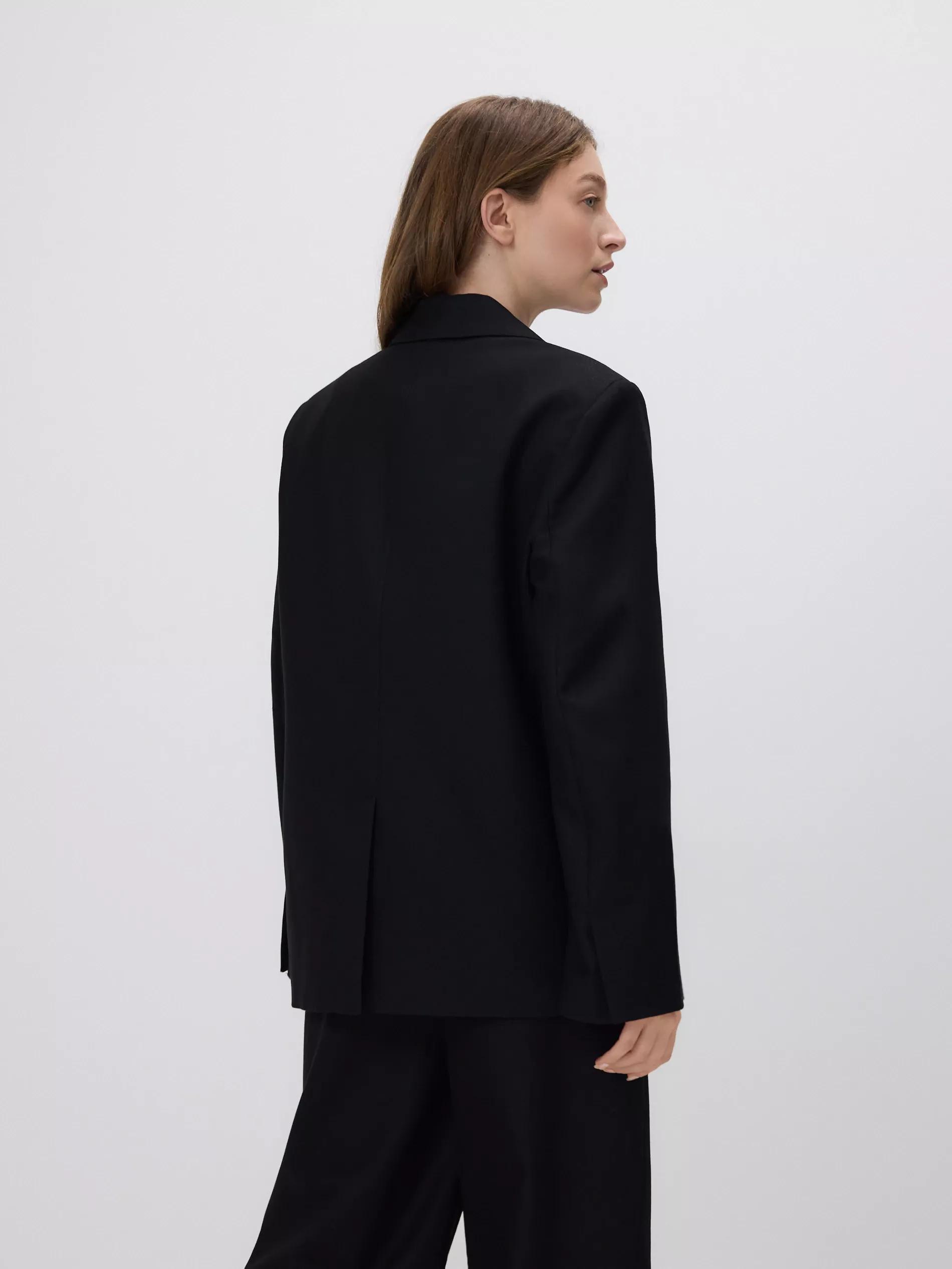 Black Blazer With Shiny Thread, Black, large image number 3