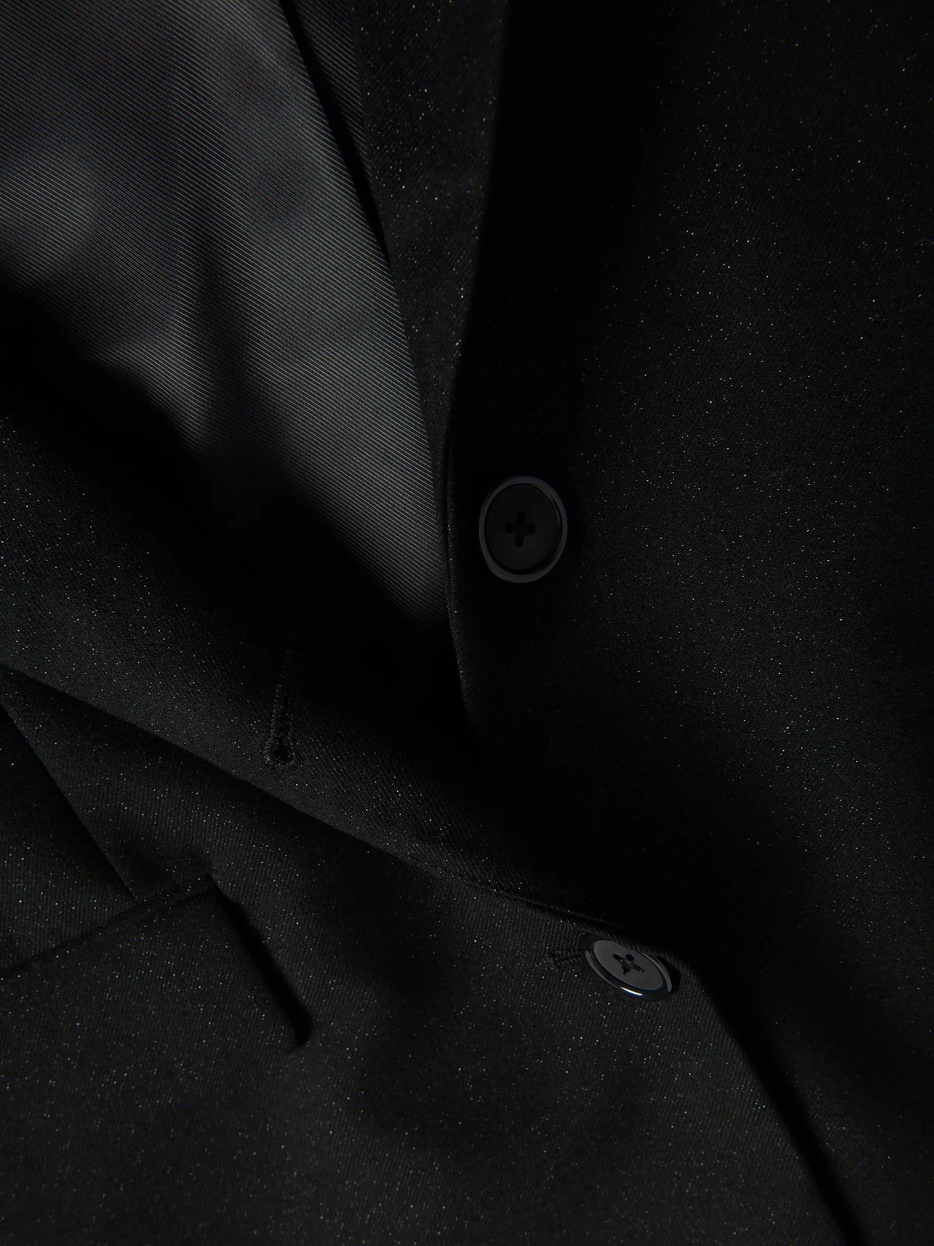 Black Blazer With Shiny Thread, Black, large image number 5