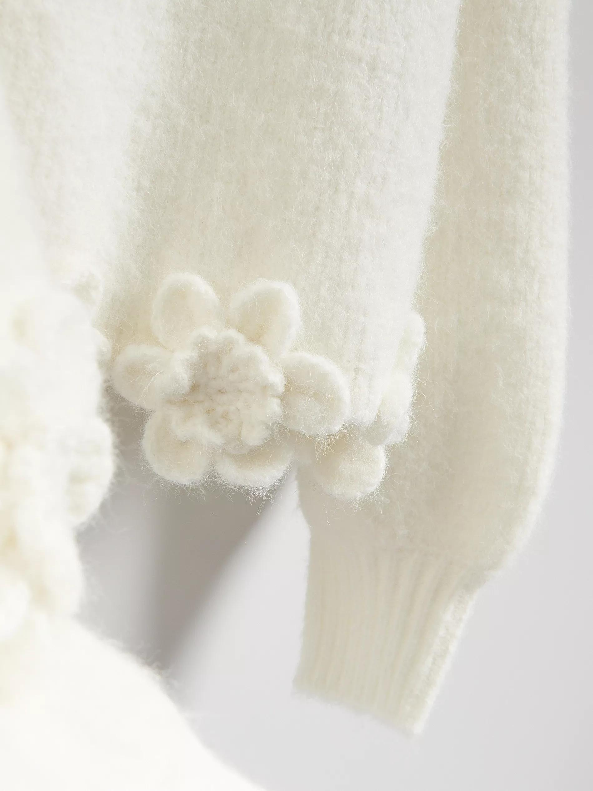 Cream Jumper With Floral Applique, Ivory, large image number 5