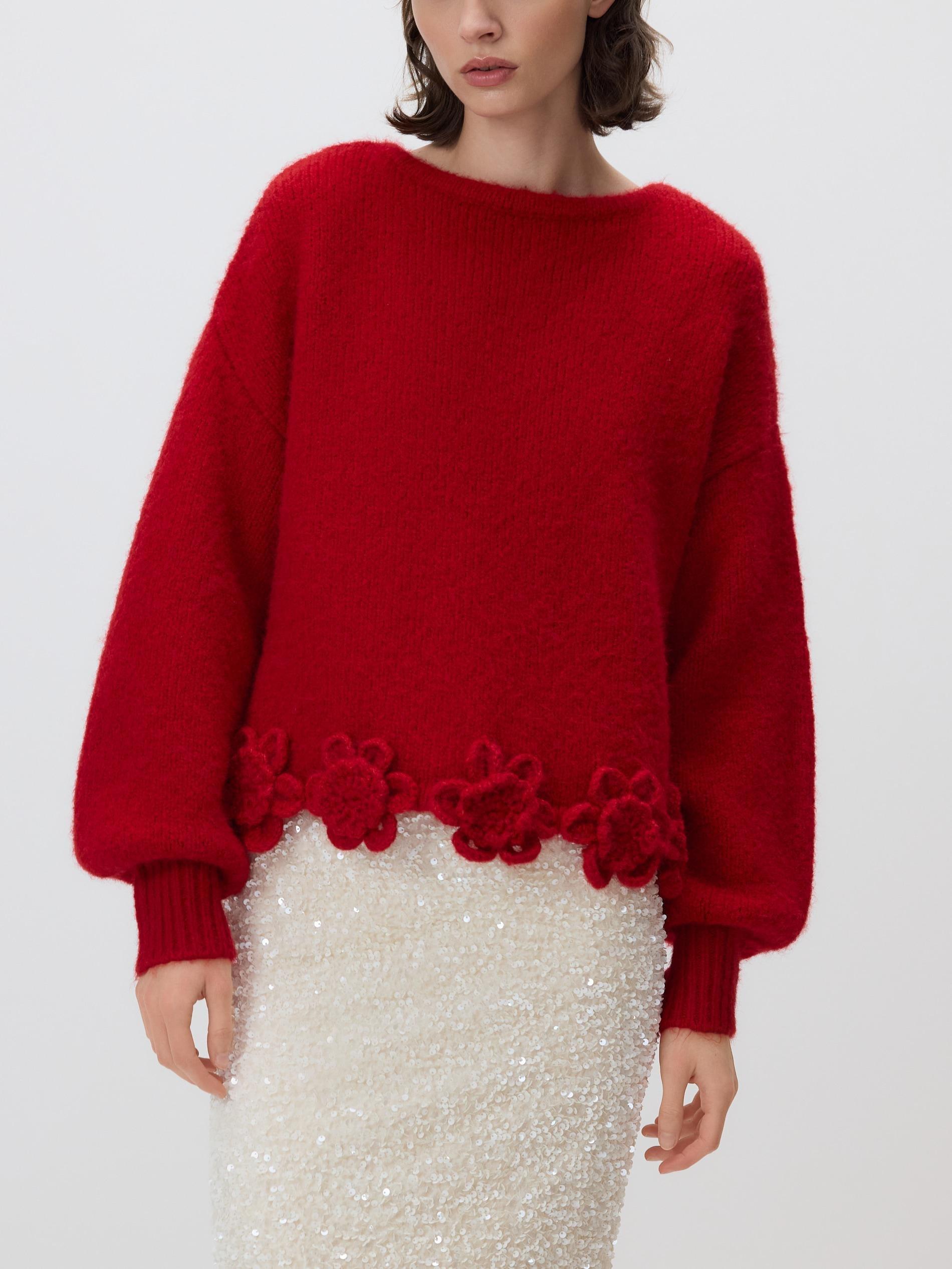 Red Jumper With Floral Applique, Red, large image number 2