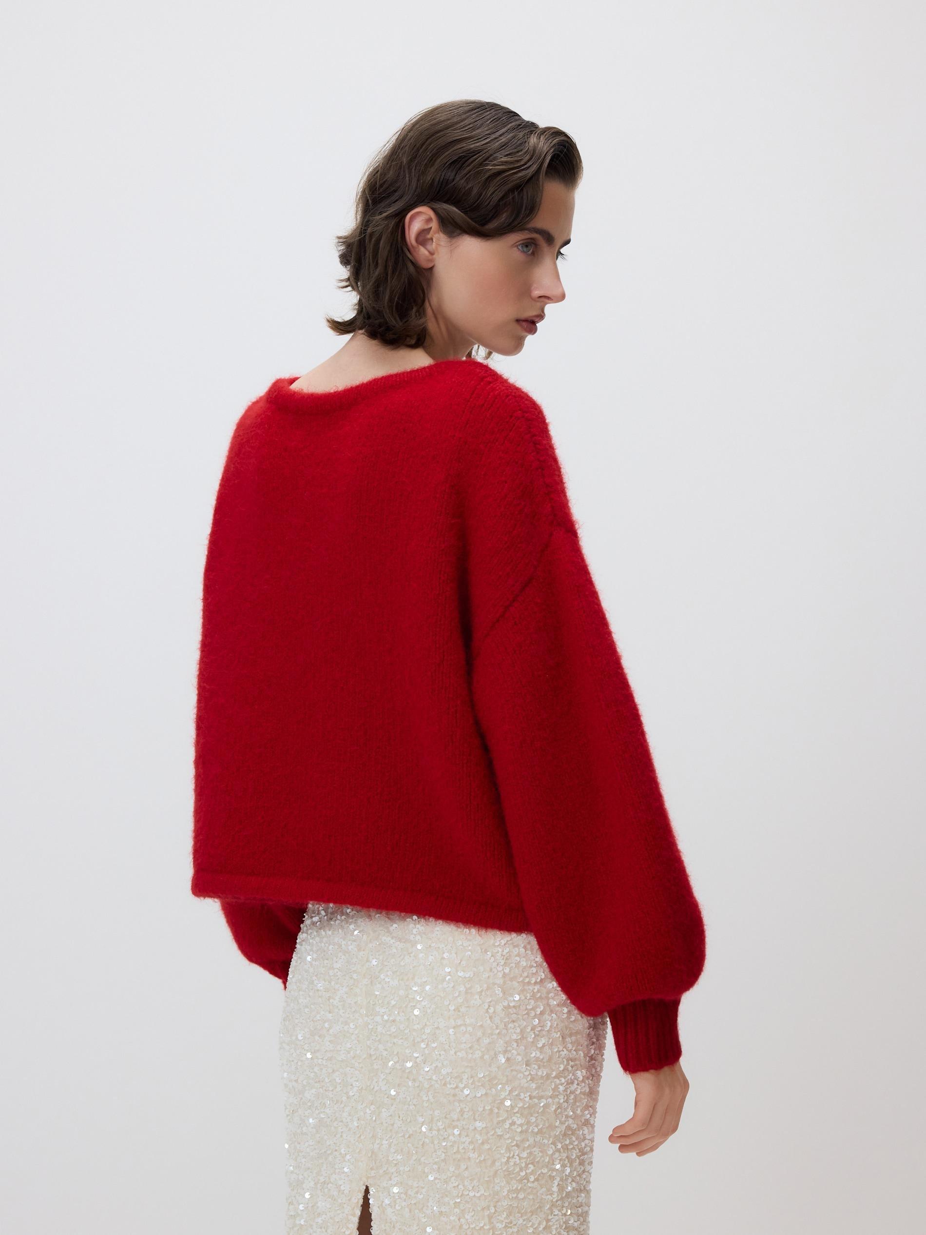 Red Jumper With Floral Applique, Red, large image number 3