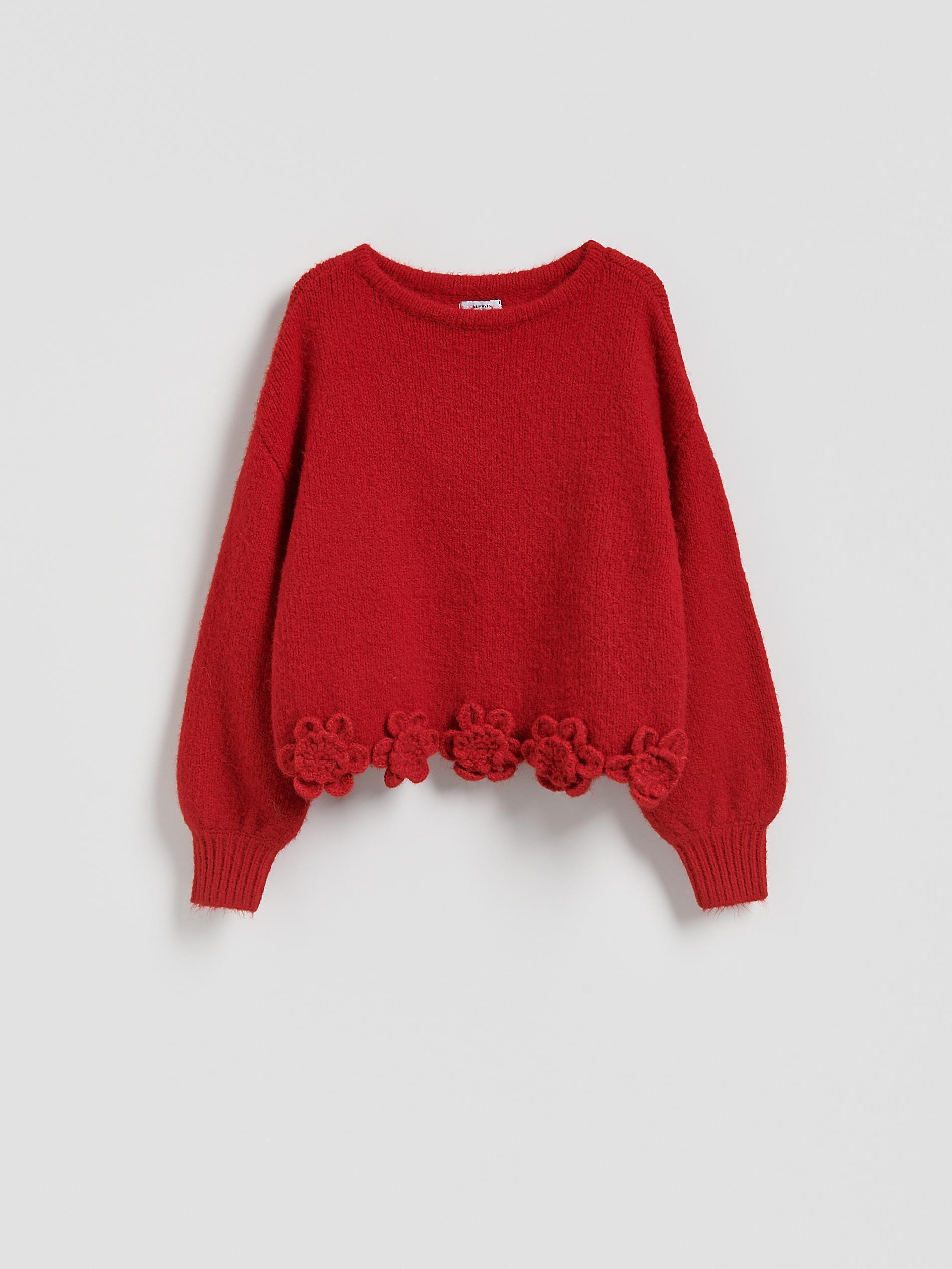 Red Jumper With Floral Applique, Red, large image number 4