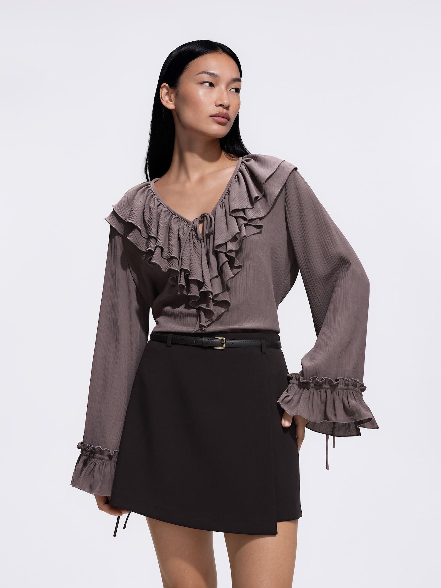 Brown Skort With Belt, Brown, medium