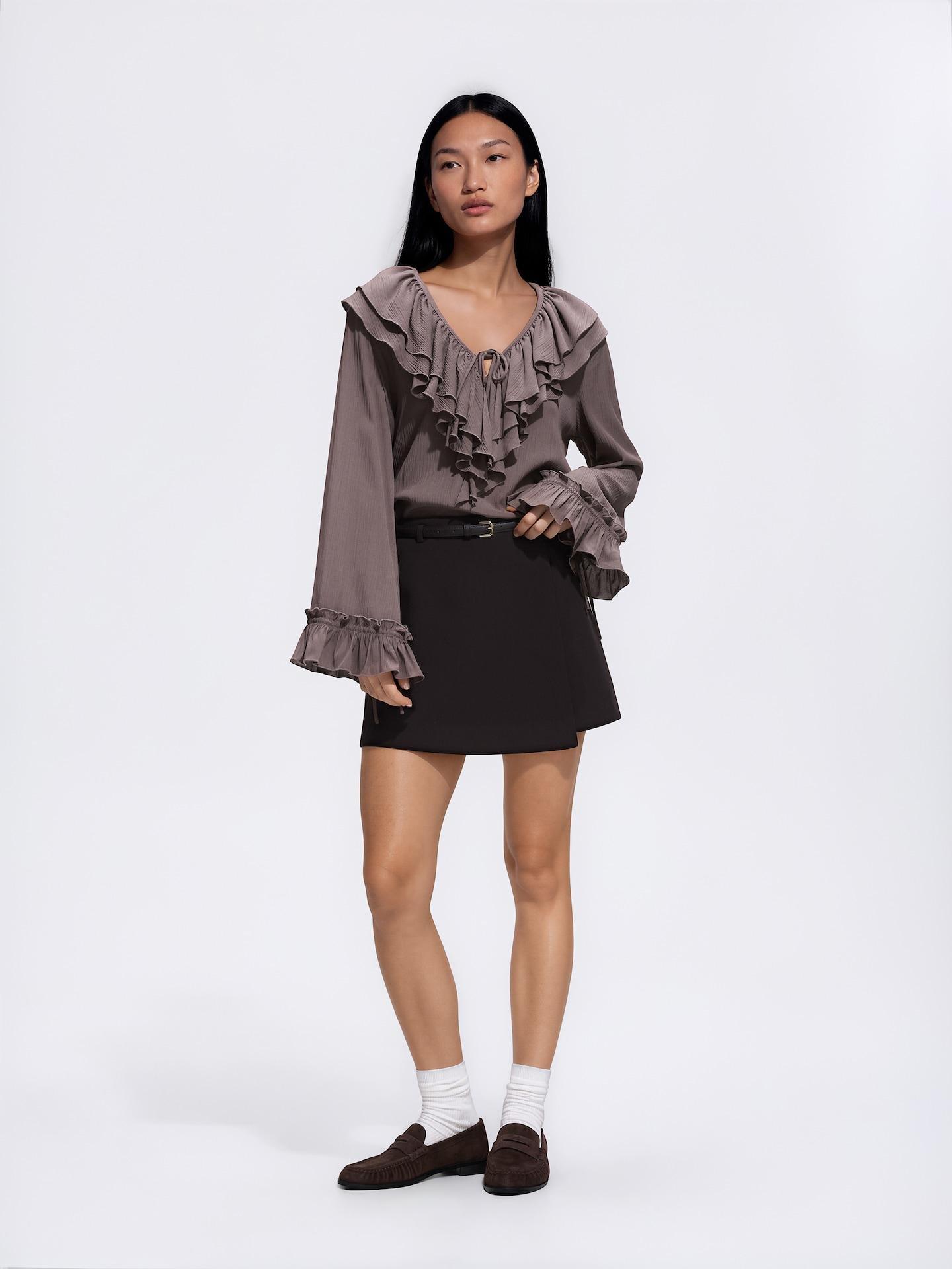 Brown Skort With Belt, Brown, large image number 2
