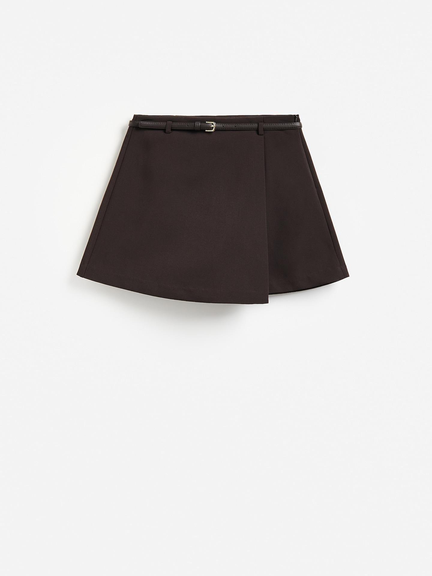 Brown Skort With Belt, Brown, large image number 4