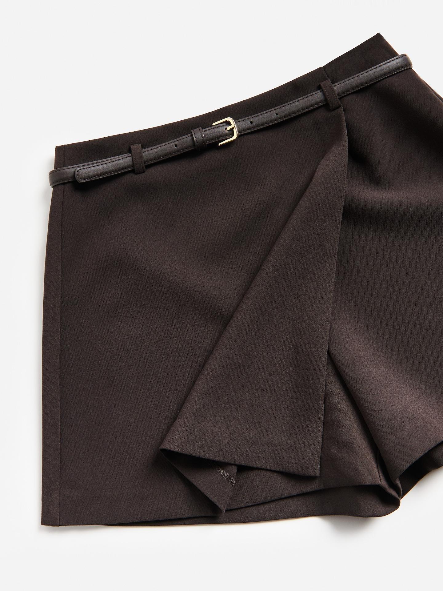 Brown Skort With Belt, Brown, large image number 5