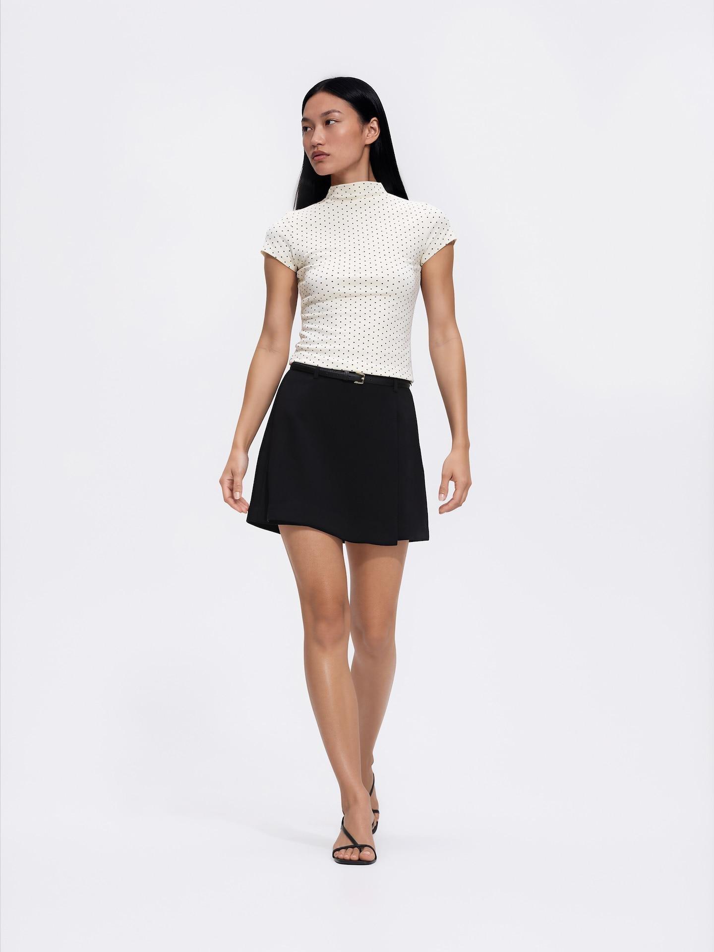 Black Skort With Belt, Black, medium