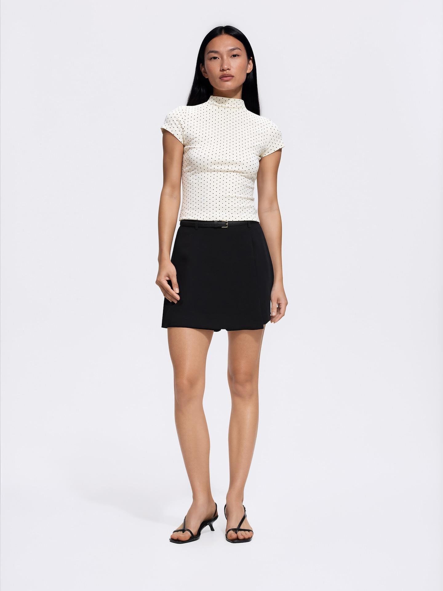 Black Skort With Belt, Black, medium