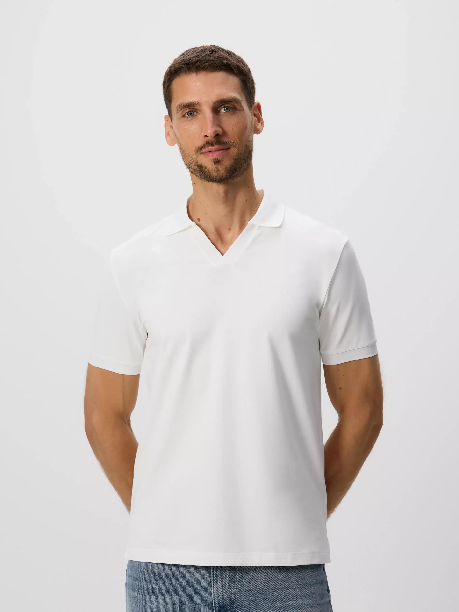 WHITE Mercerized cotton polo shirt, , large image number 0