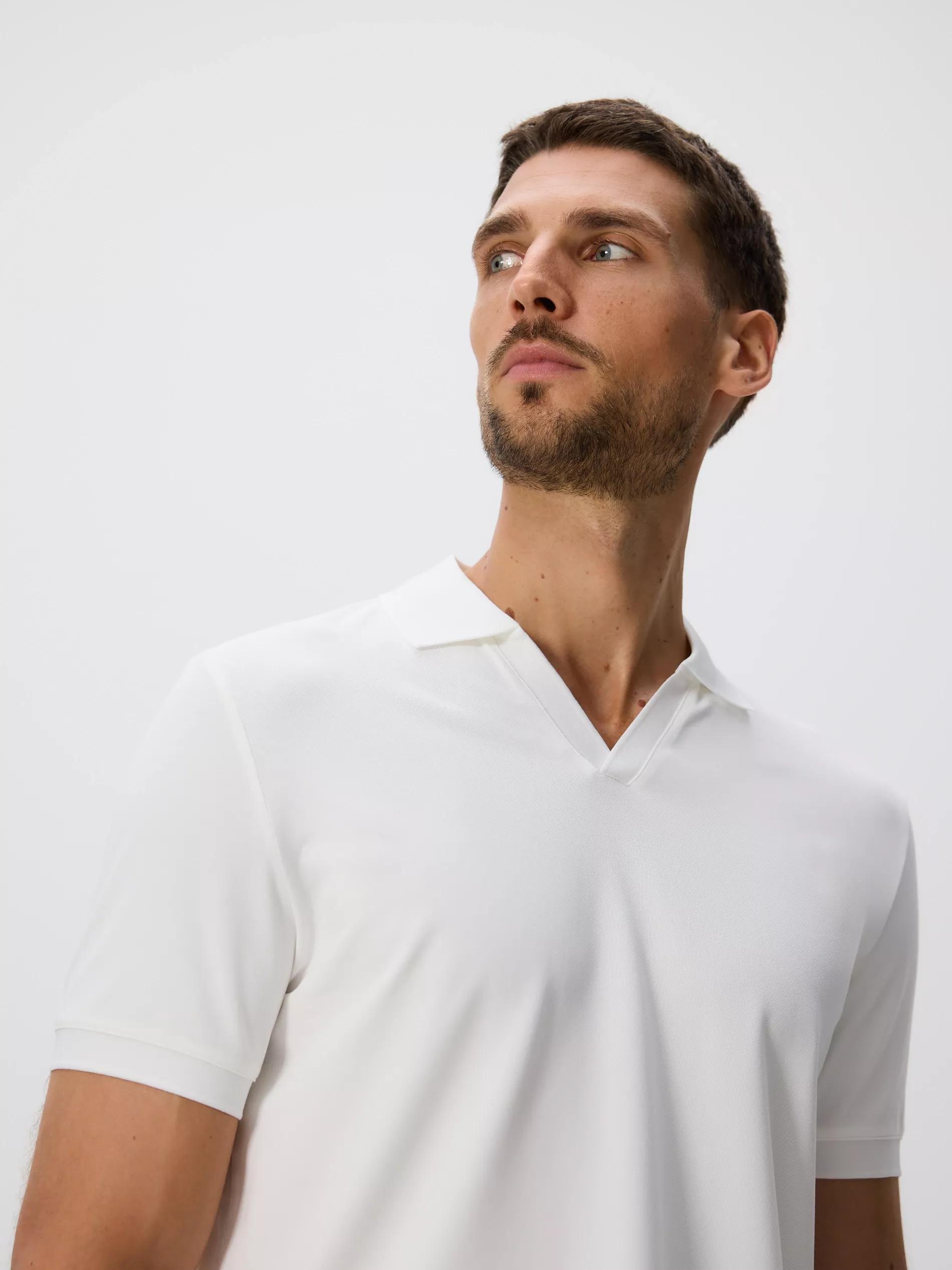 WHITE Mercerized cotton polo shirt, , large image number 2