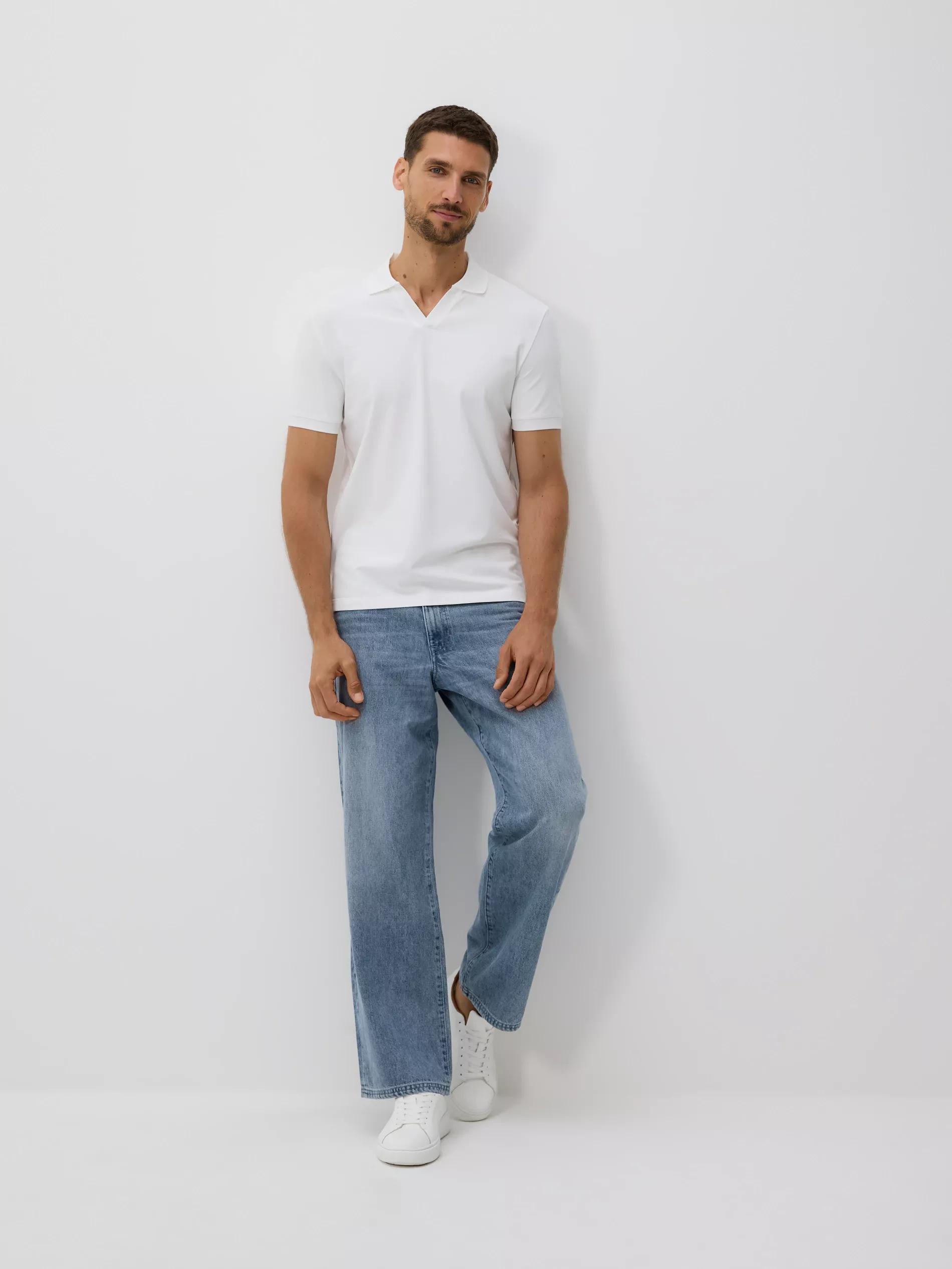 WHITE Mercerized cotton polo shirt, , large image number 3