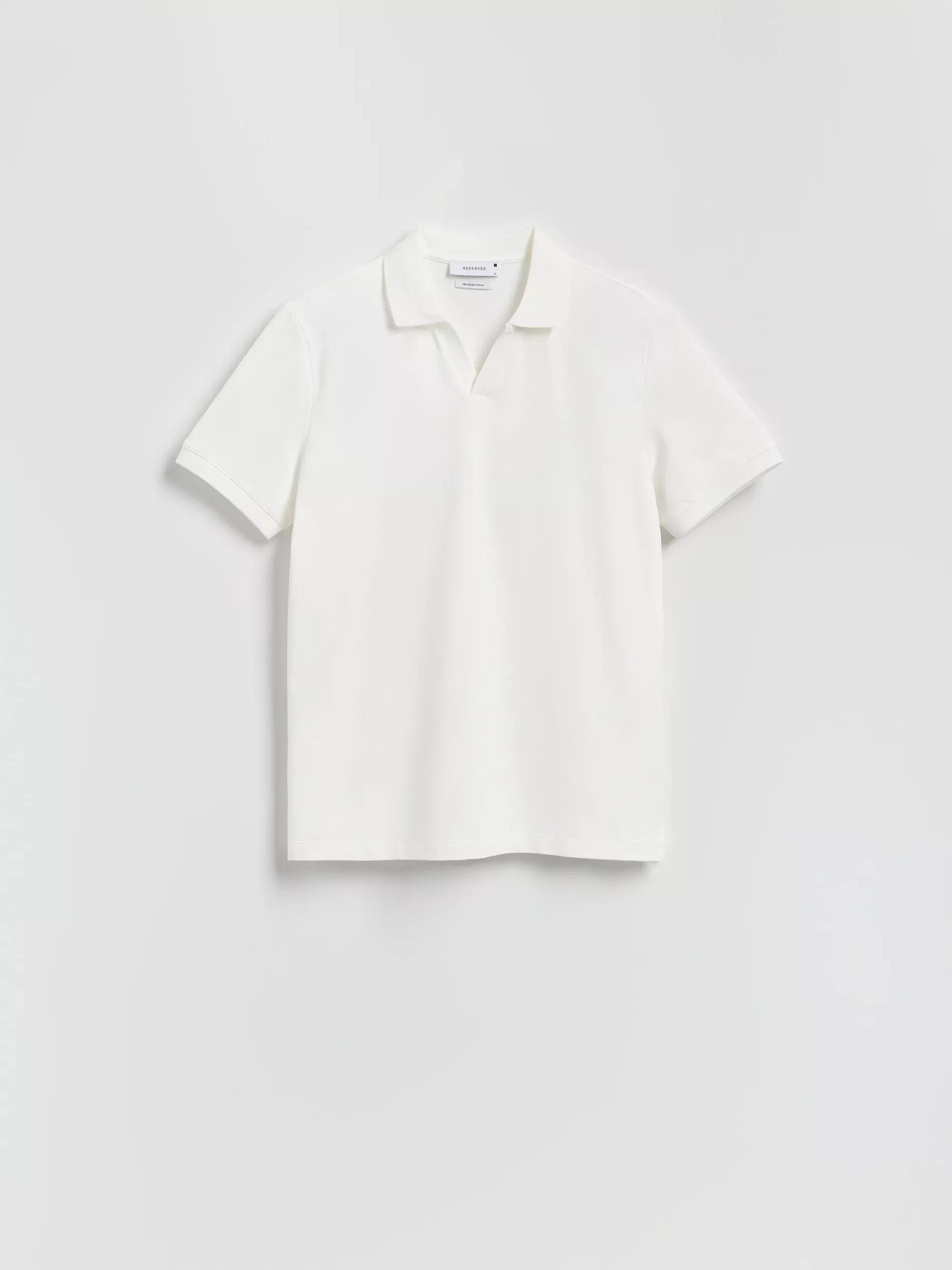 WHITE Mercerized cotton polo shirt, , large image number 5
