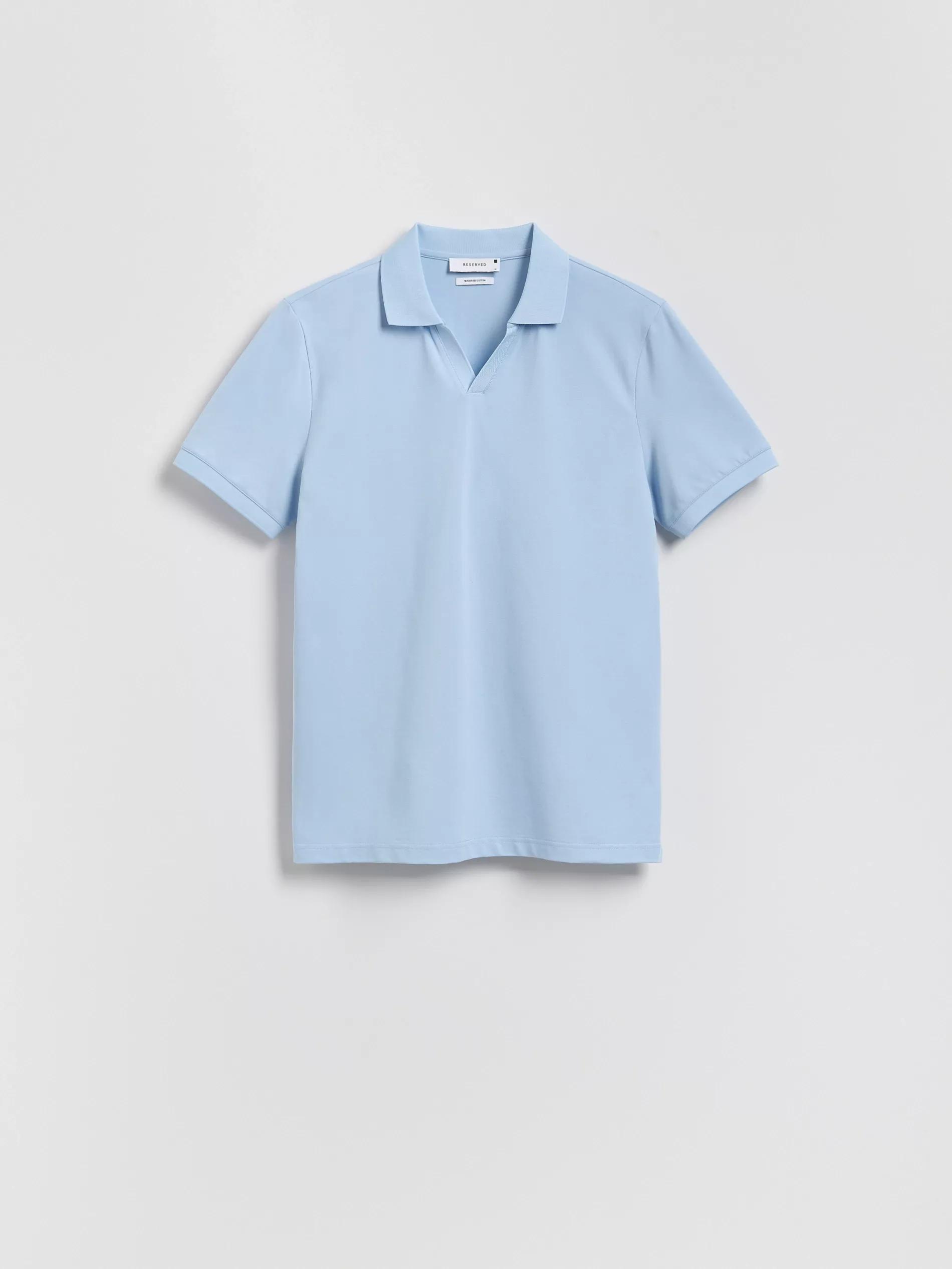 PALE BLUE Mercerized cotton polo shirt, , large image number 0