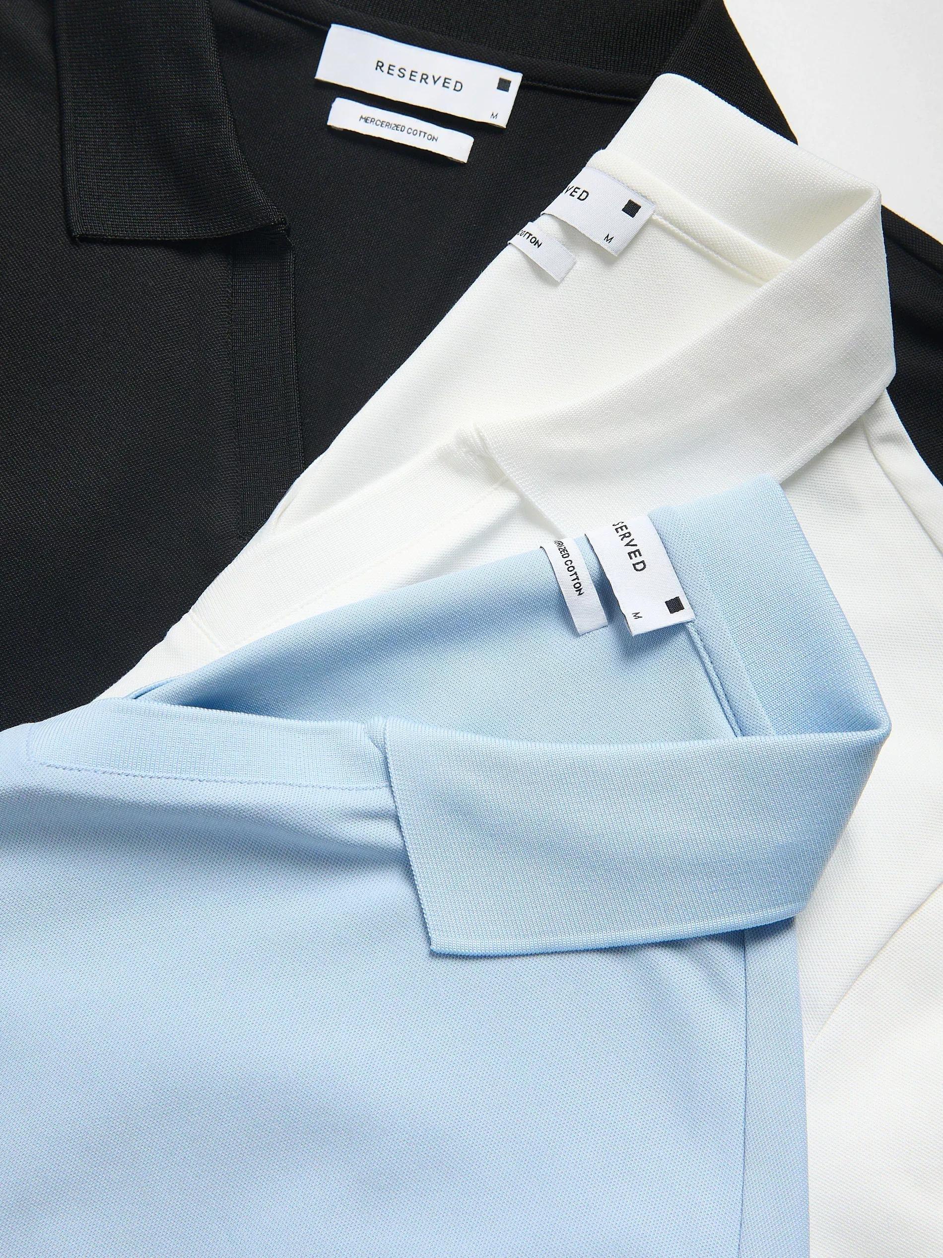 PALE BLUE Mercerized cotton polo shirt, , large image number 1