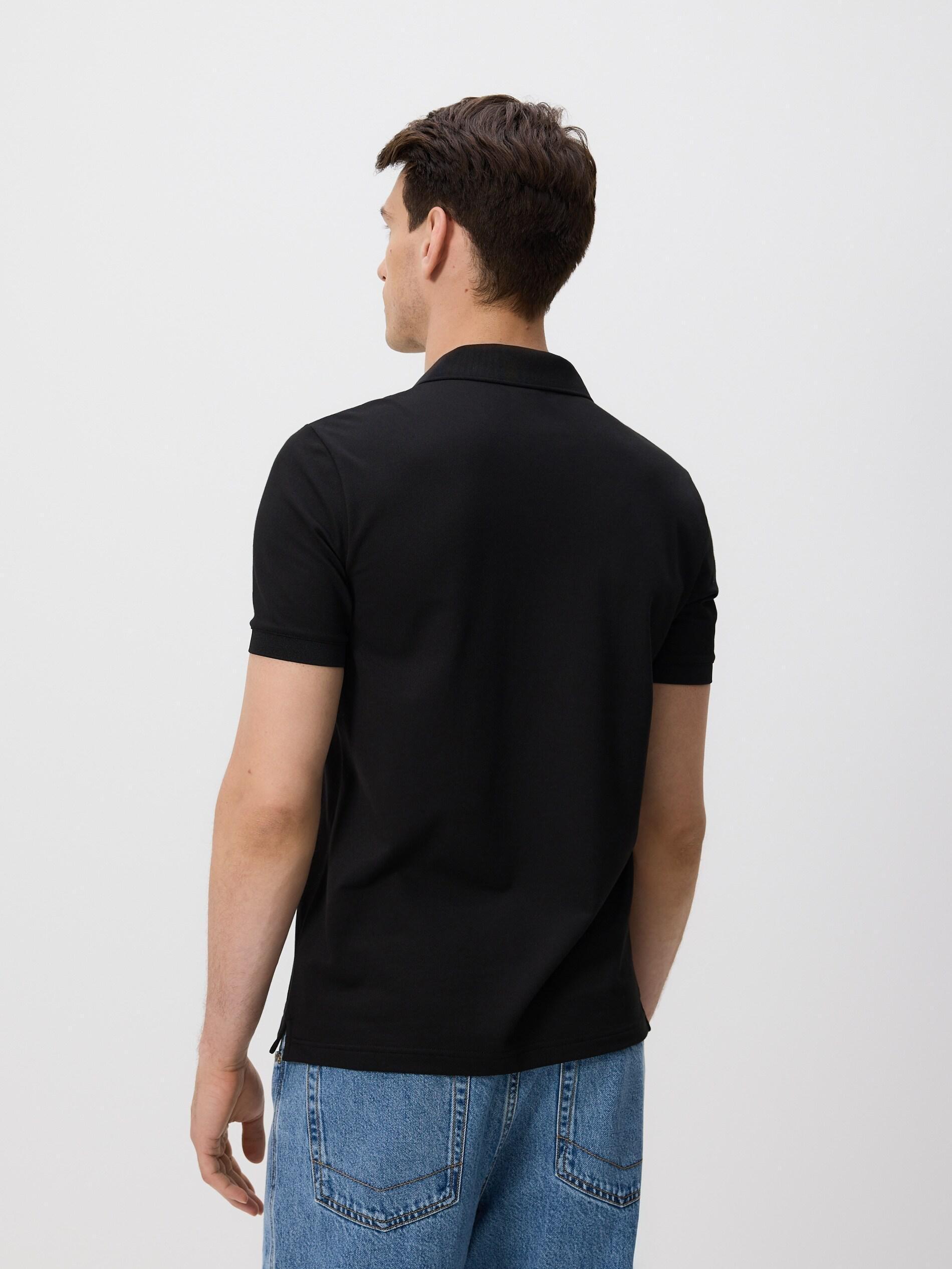 BLACK Mercerized cotton polo shirt, Black, medium