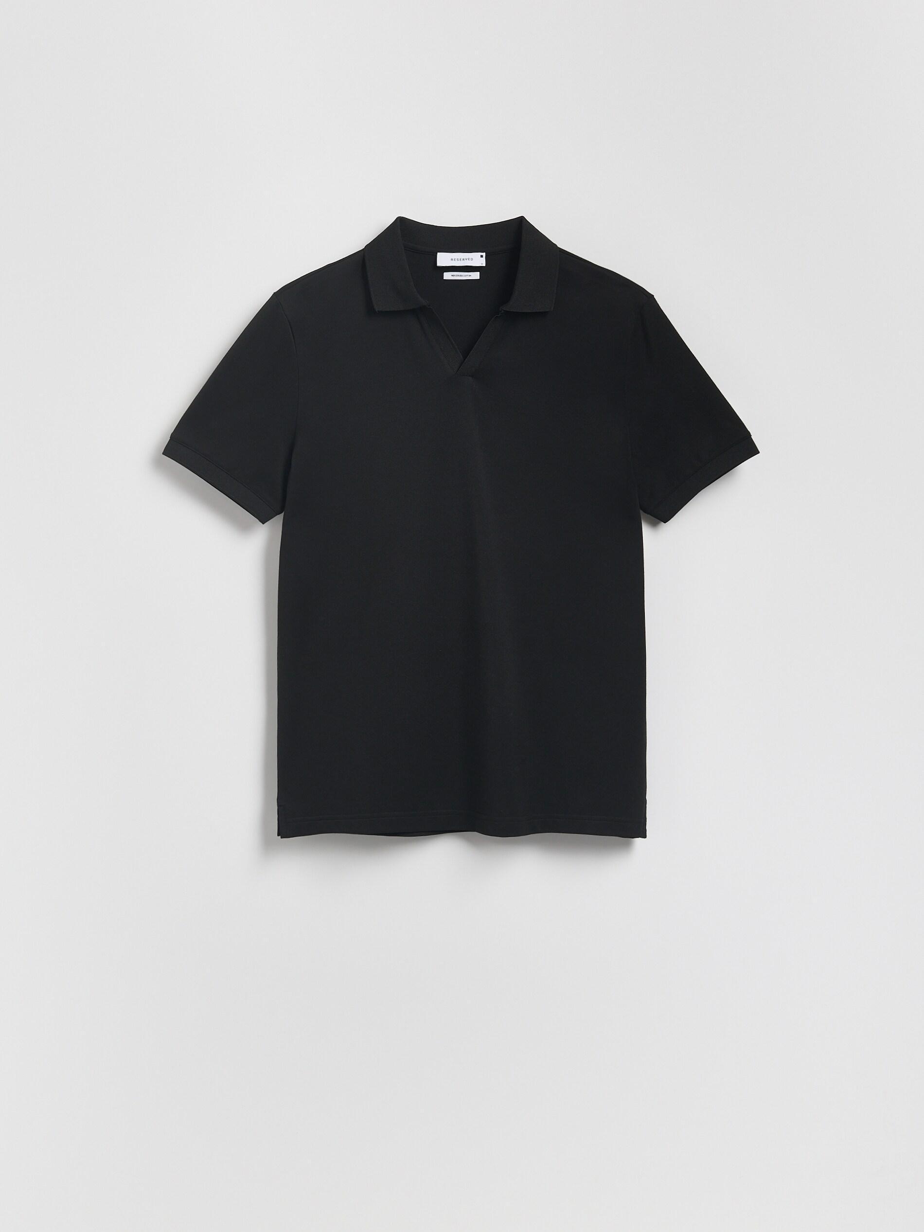 BLACK Mercerized cotton polo shirt, Black, medium