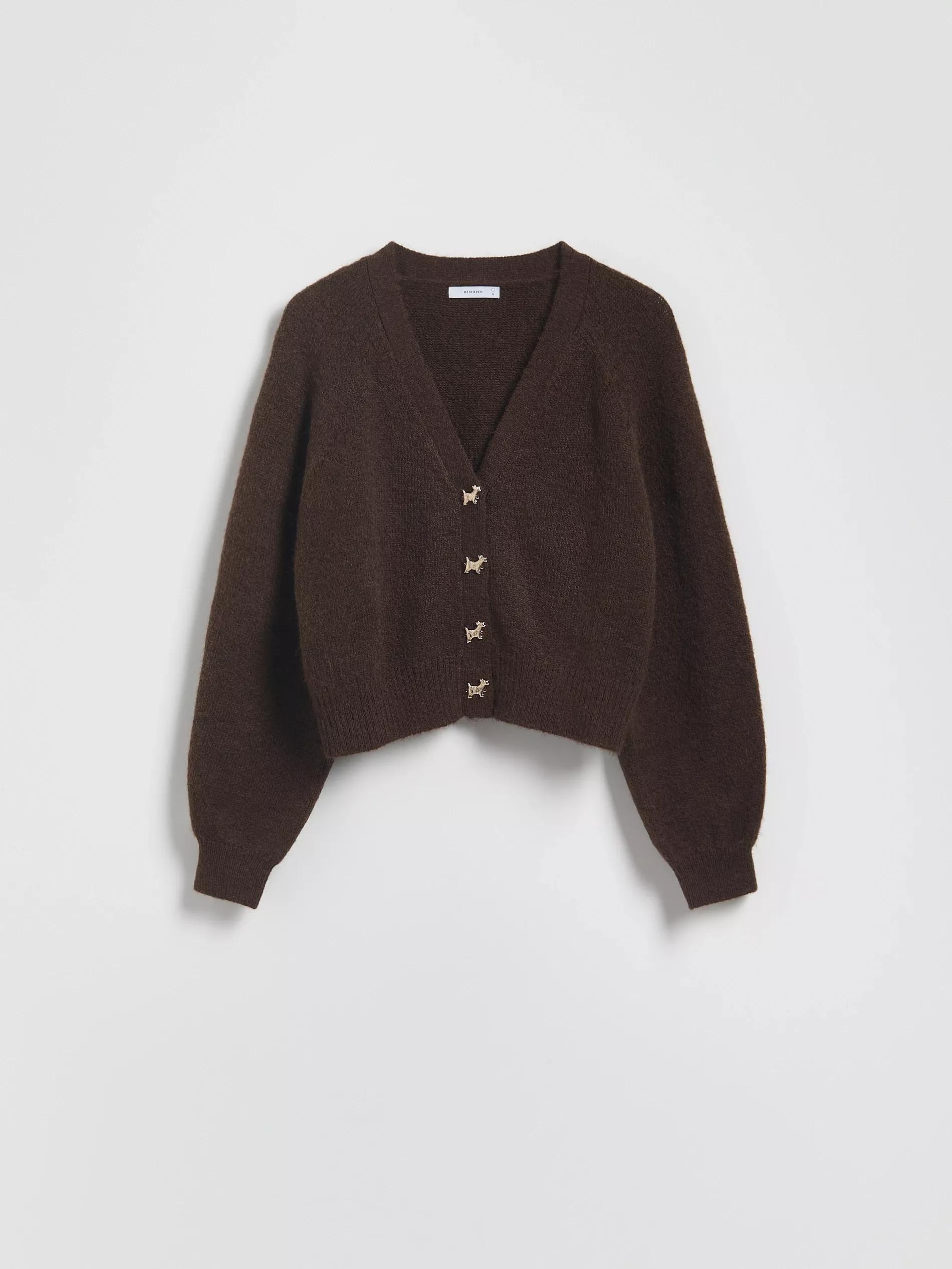 Brown Cardigan With Decorative Buttons, , large image number 0