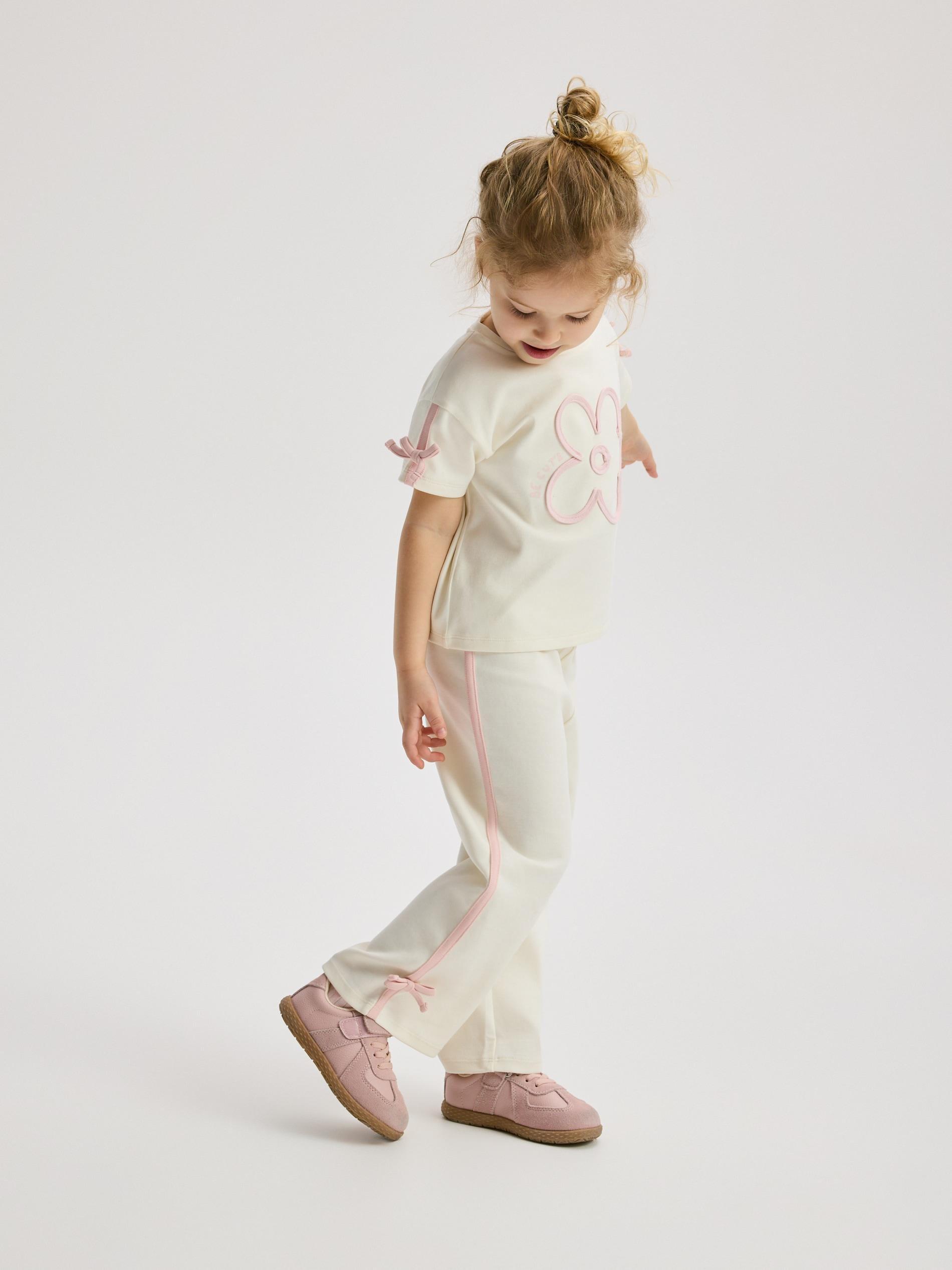 Cream Cotton Set With Appplique, Ivory, large image number 0