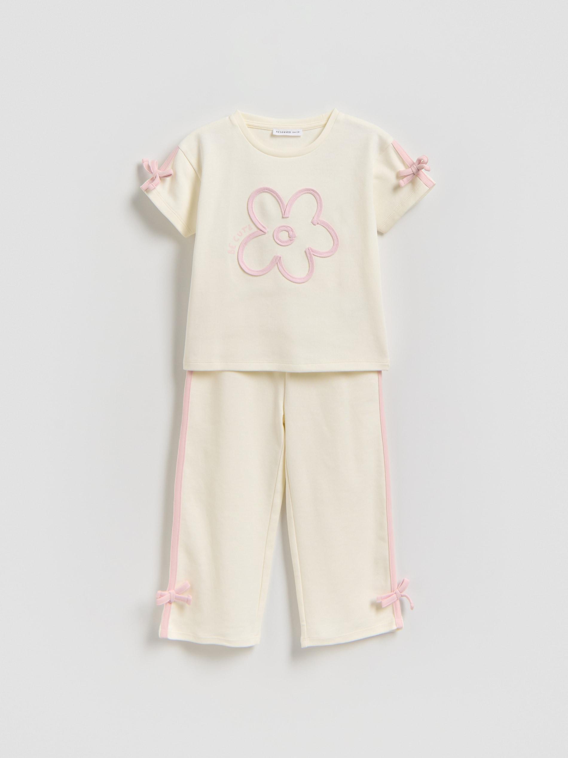 Cream Cotton Set With Appplique, Ivory, large image number 2