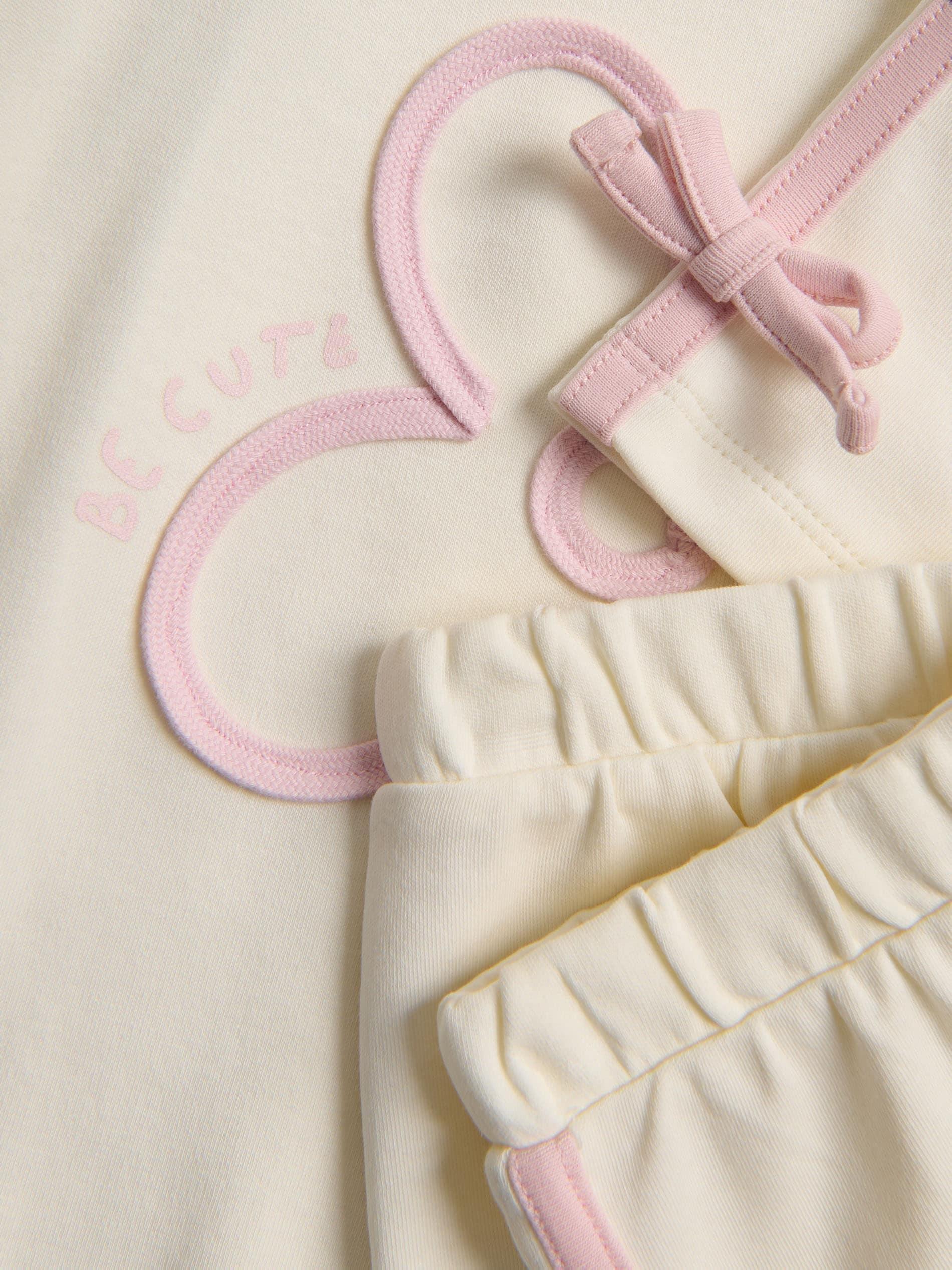 Cream Cotton Set With Appplique, Ivory, large image number 4