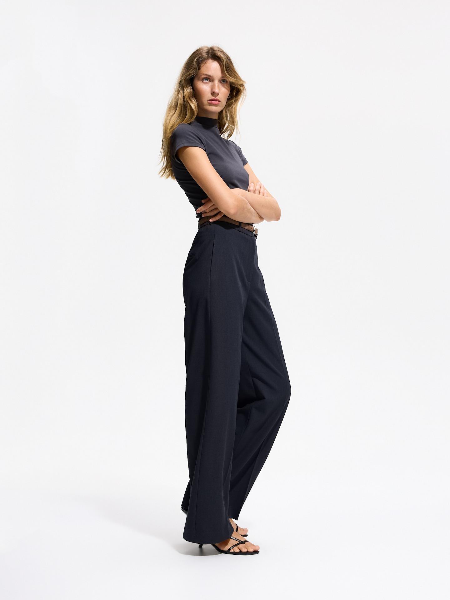 Blue Trousers With Pressed Crease, Navy, large image number 0