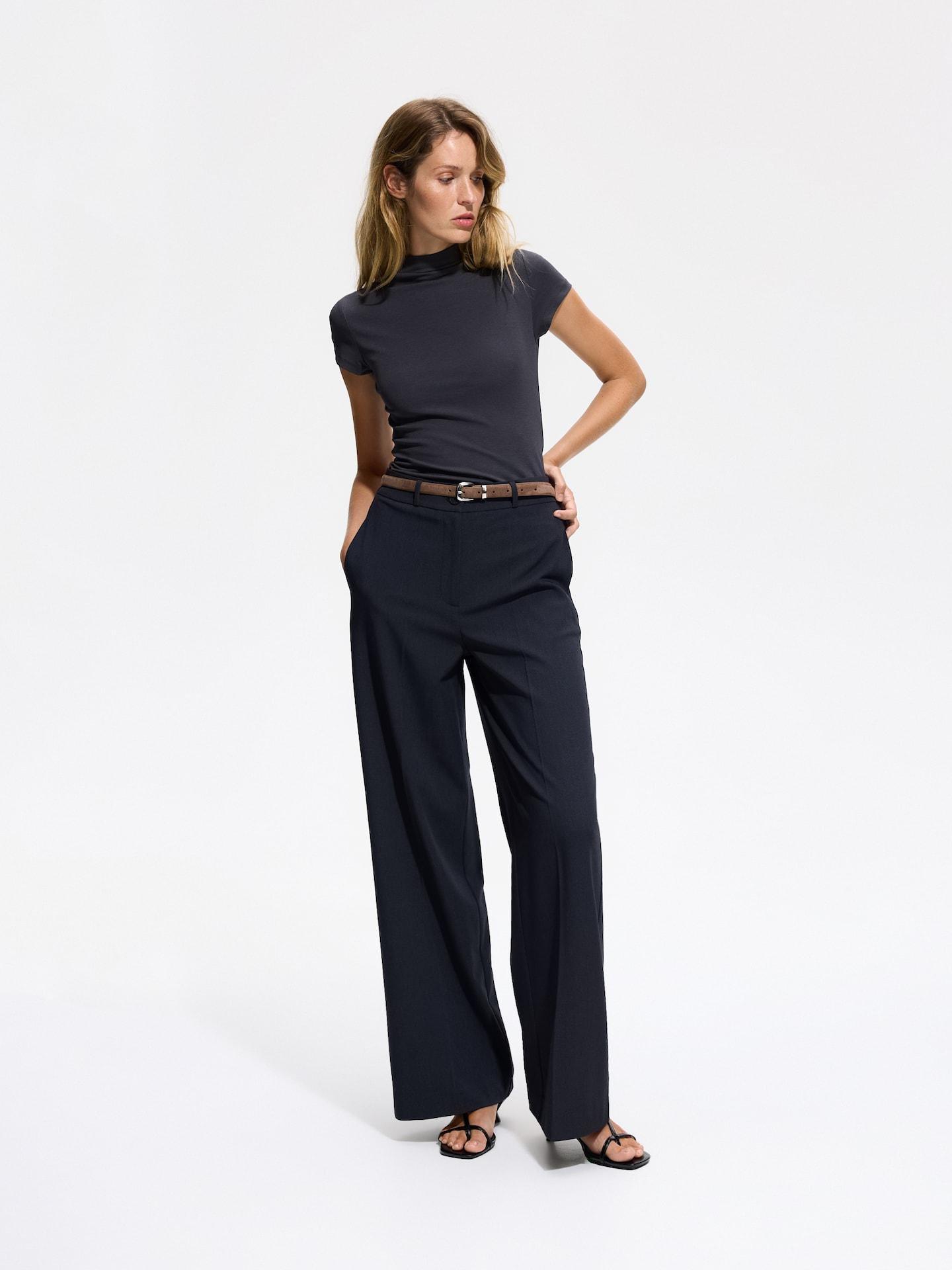 Blue Trousers With Pressed Crease, Navy, large image number 2