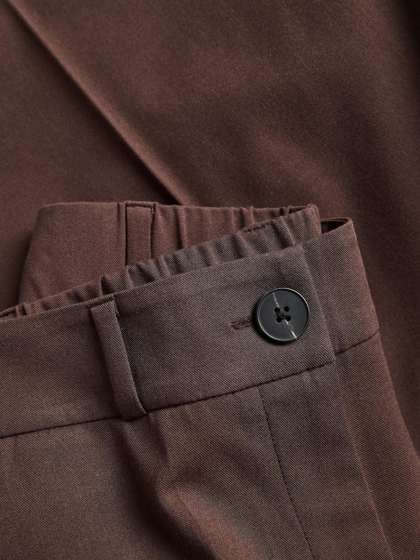 Brown Trousers With Pressed Crease, Brown, large image number 1
