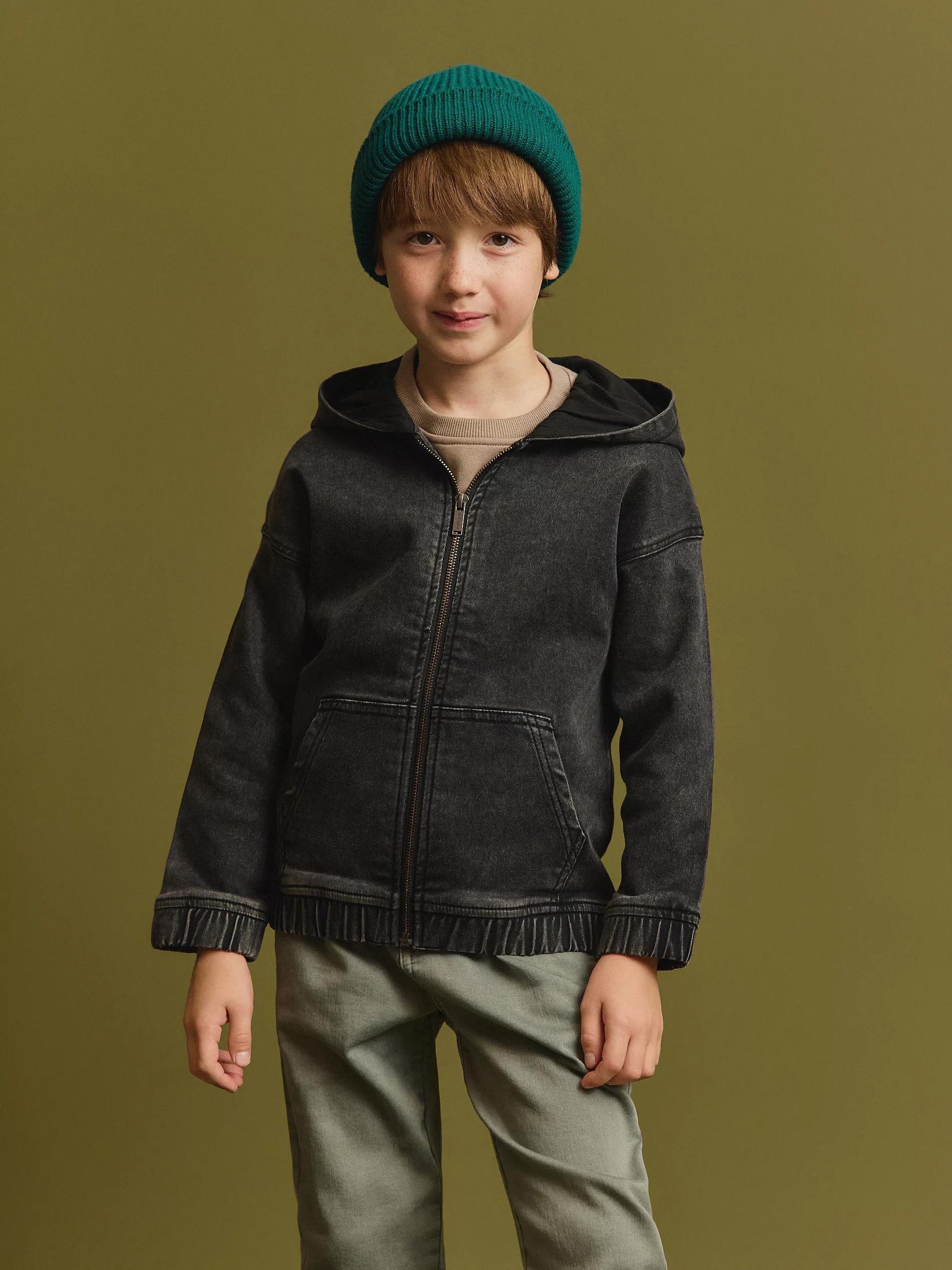 Black Denim Sweatshirt, Black, large image number 0