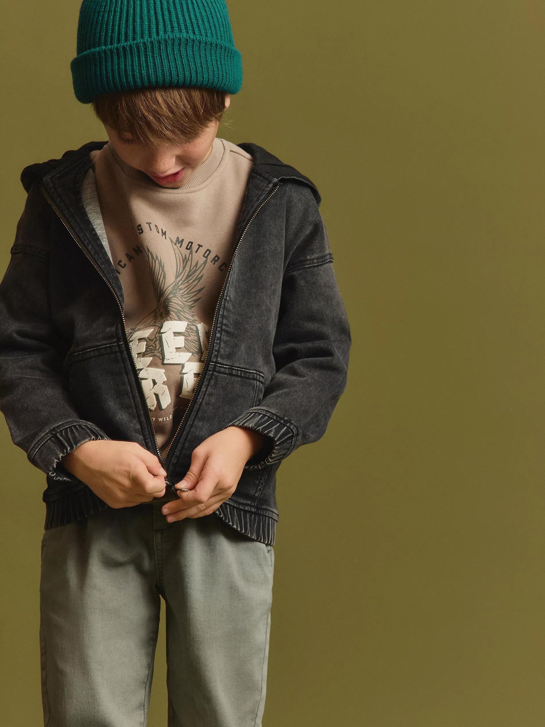 Black Denim Sweatshirt, Black, large image number 3