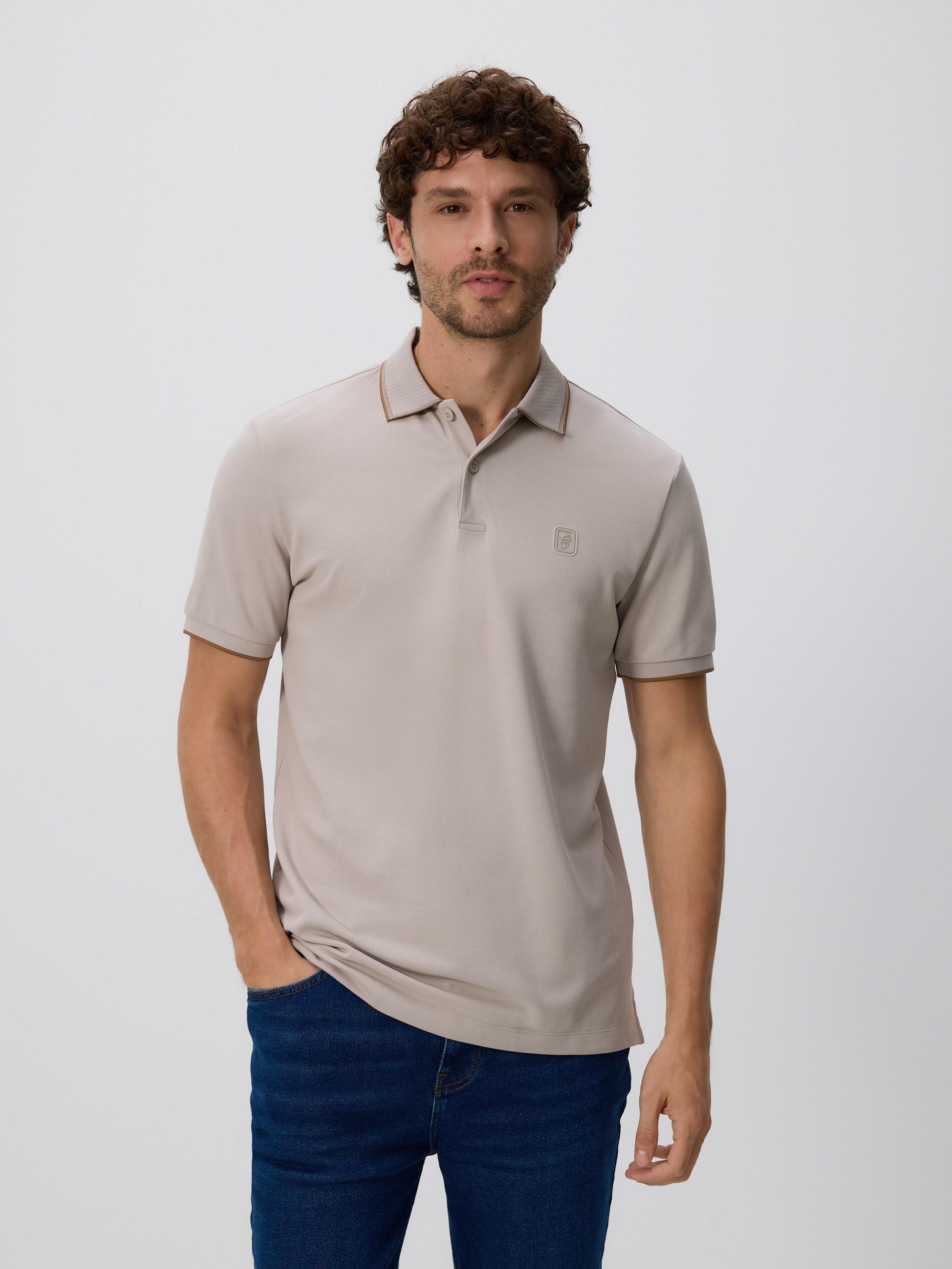 BEIGE Mercerized cotton polo shirt, Beige, large image number 0