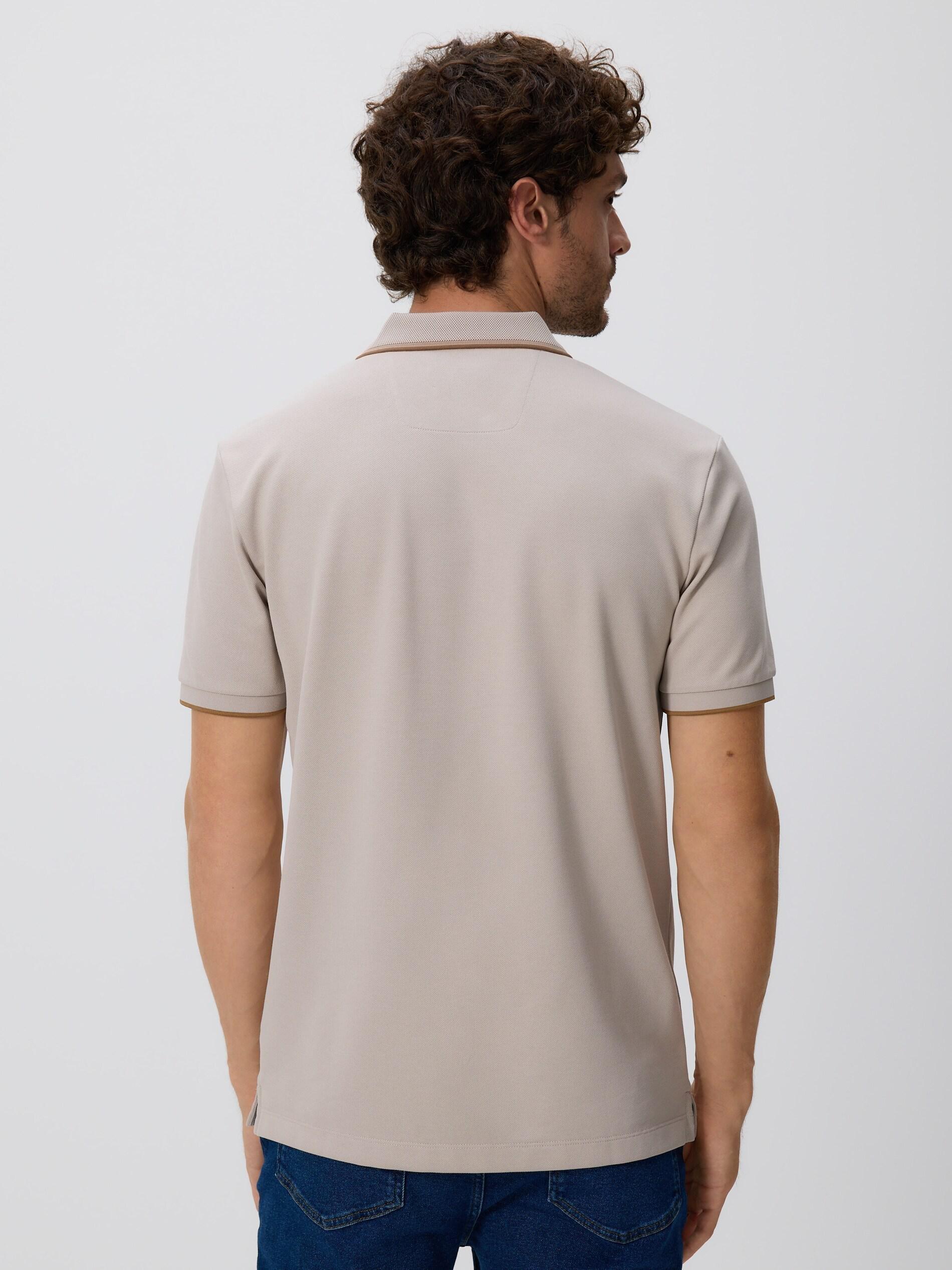 BEIGE Mercerized cotton polo shirt, Beige, medium