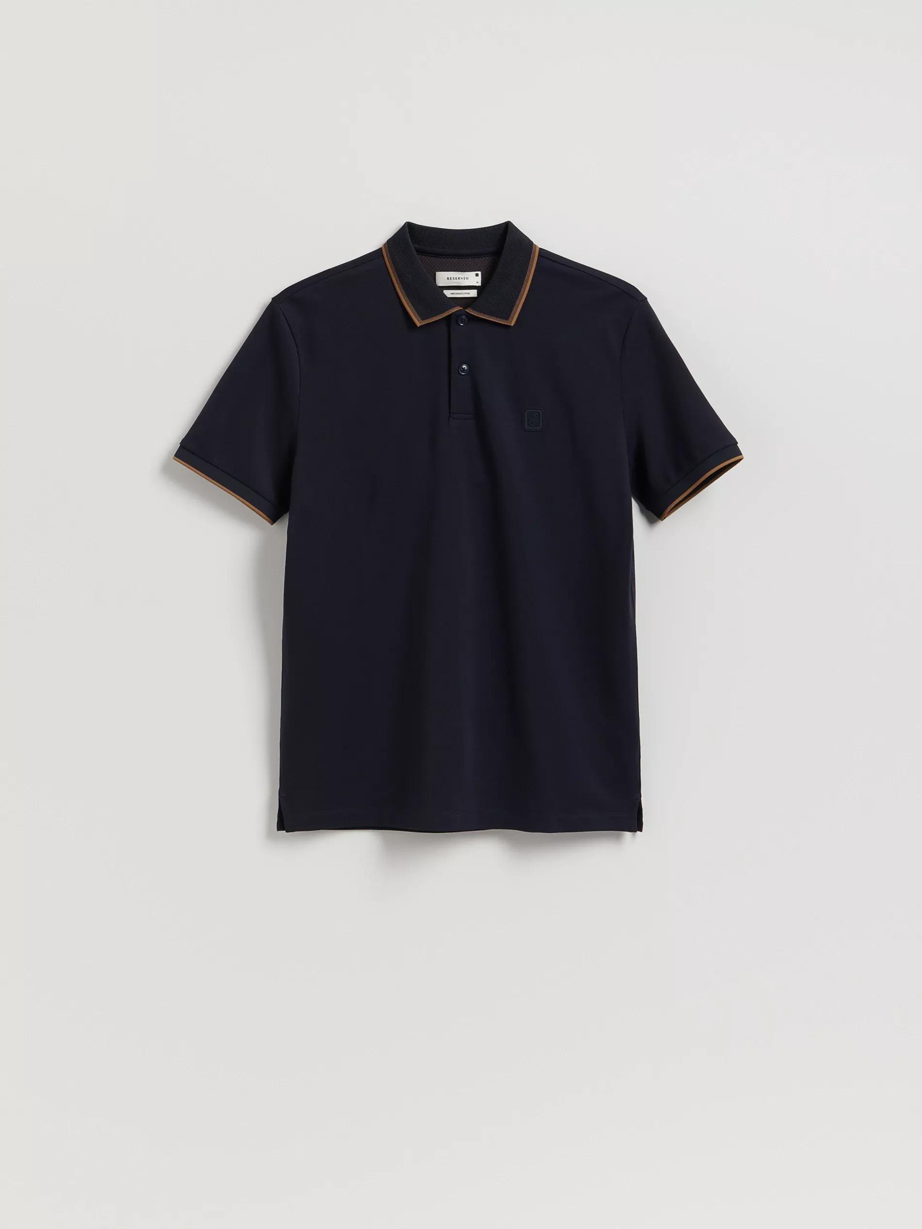 NAVY Mercerized cotton polo shirt, , large image number 0
