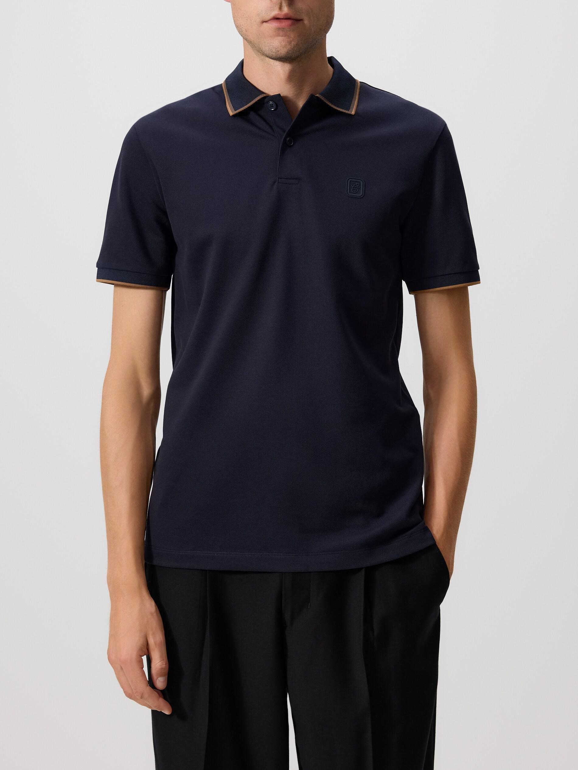 NAVY Mercerized cotton polo shirt, Navy, large image number 0