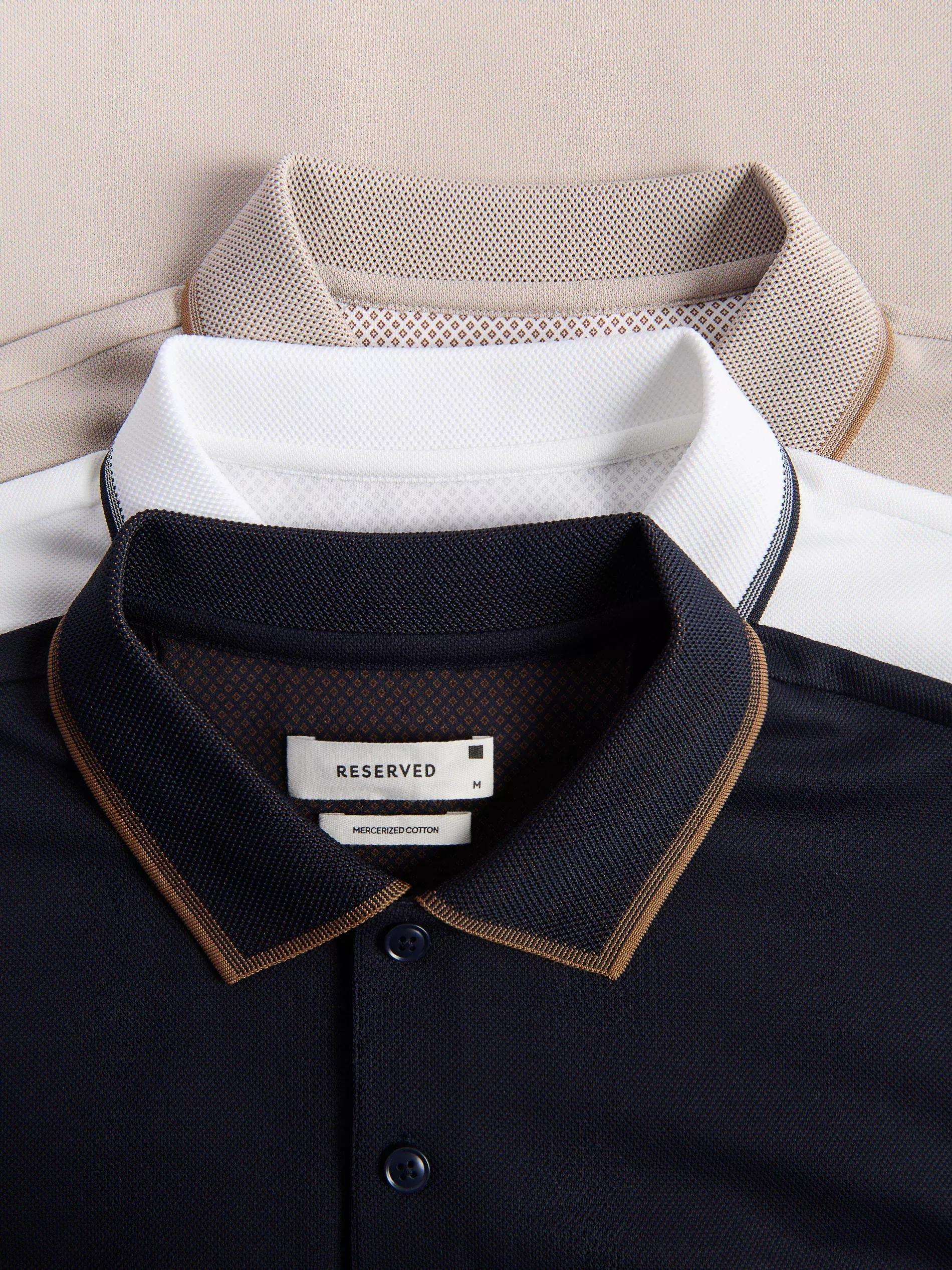 NAVY Mercerized cotton polo shirt, , large image number 1