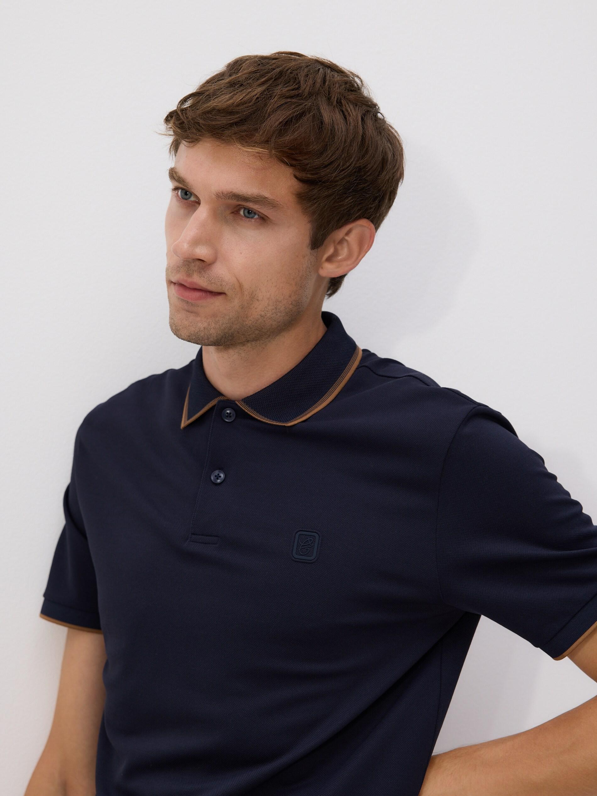 NAVY Mercerized cotton polo shirt, Navy, large image number 1