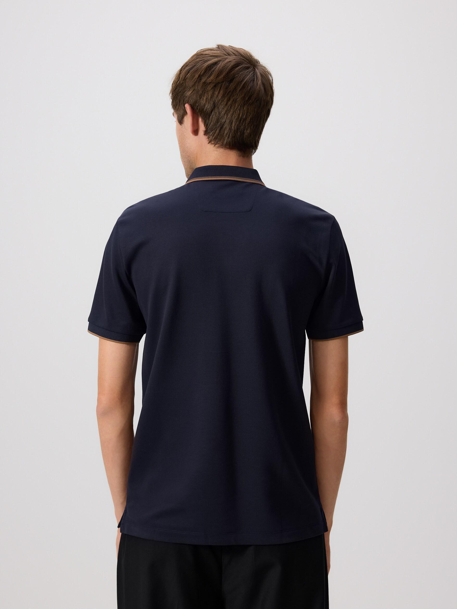 NAVY Mercerized cotton polo shirt, Navy, medium