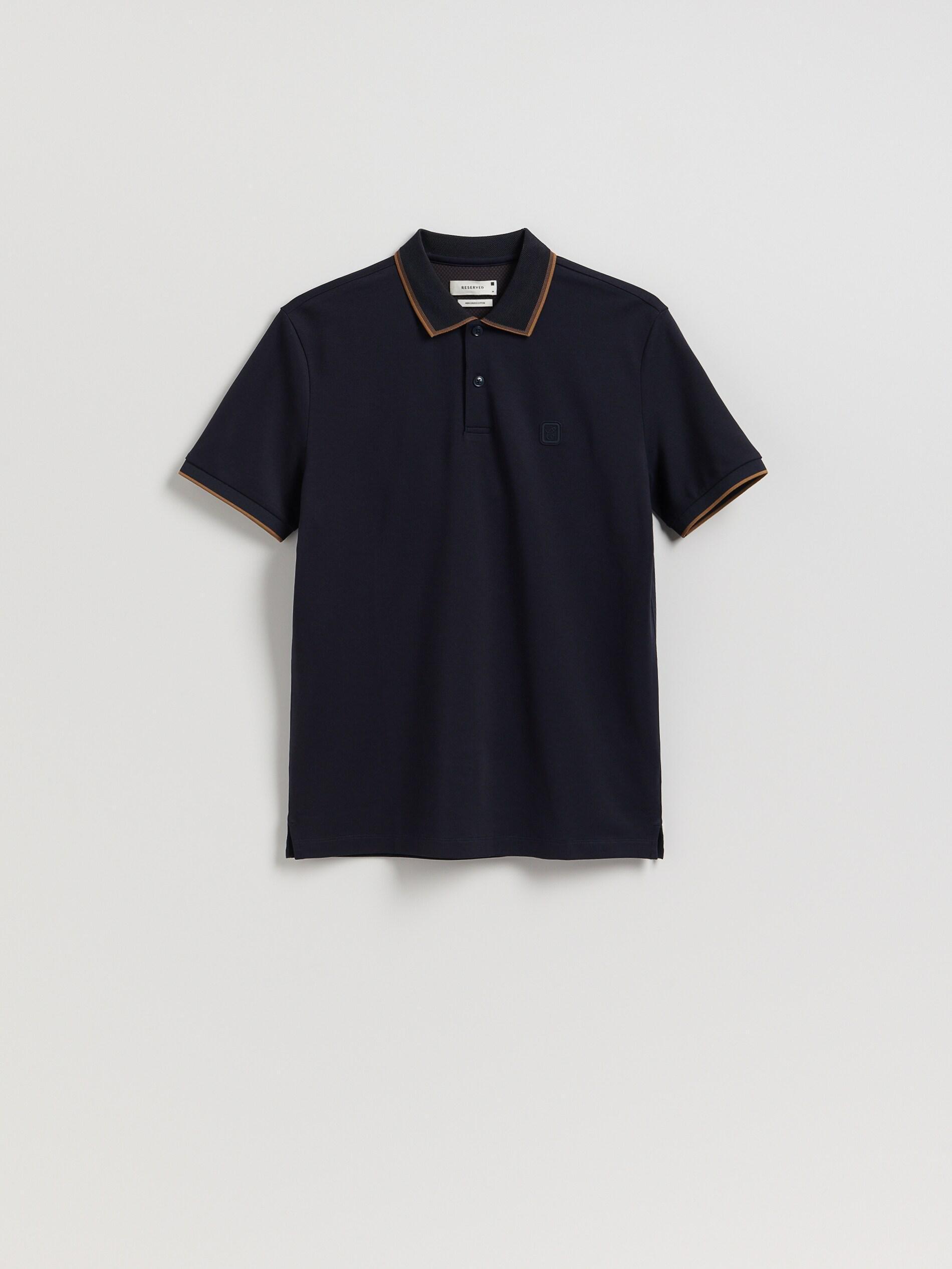 NAVY Mercerized cotton polo shirt, Navy, large image number 4