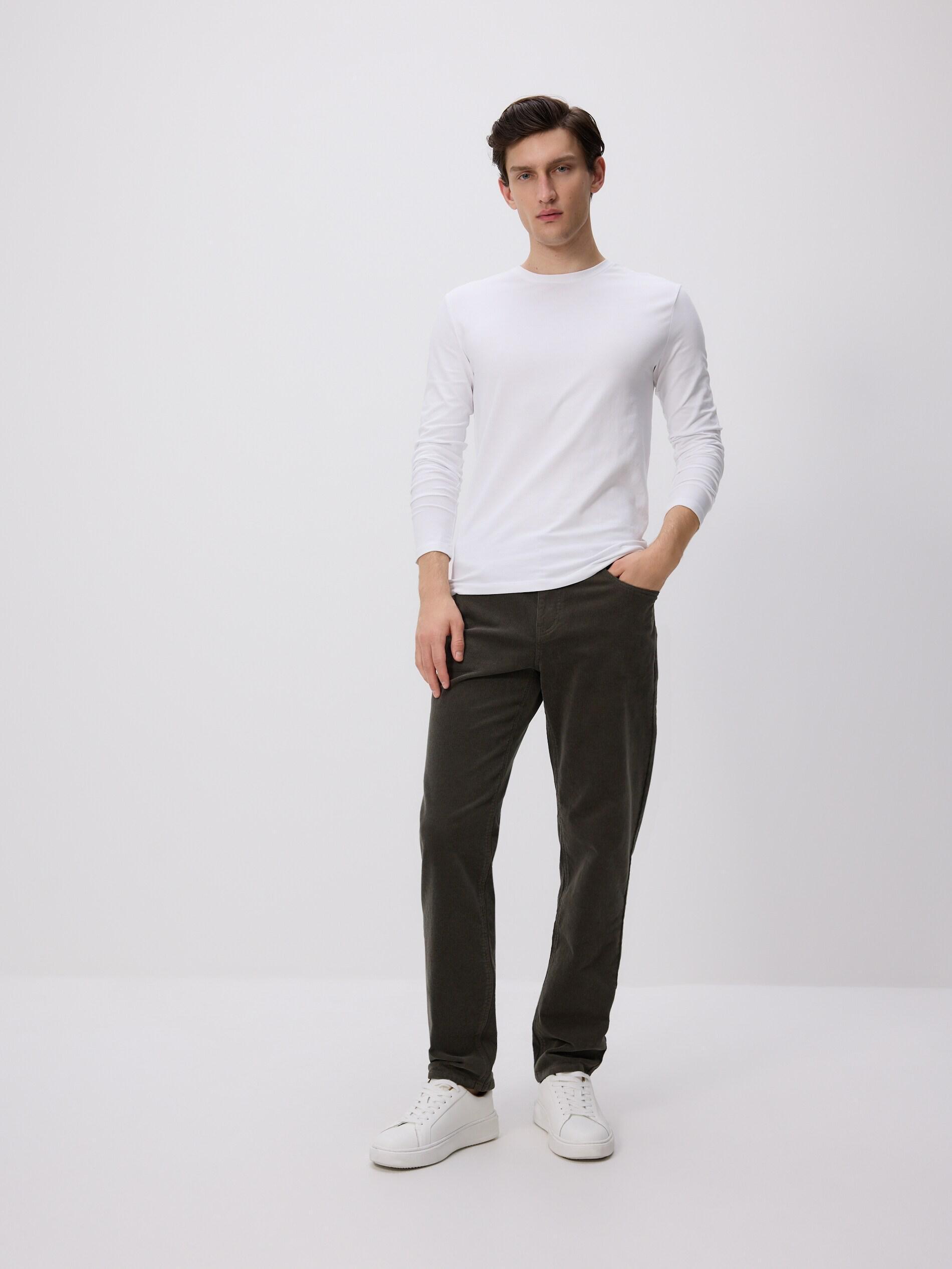 White Long Sleeve Cotton T-Shirt, White, large image number 1