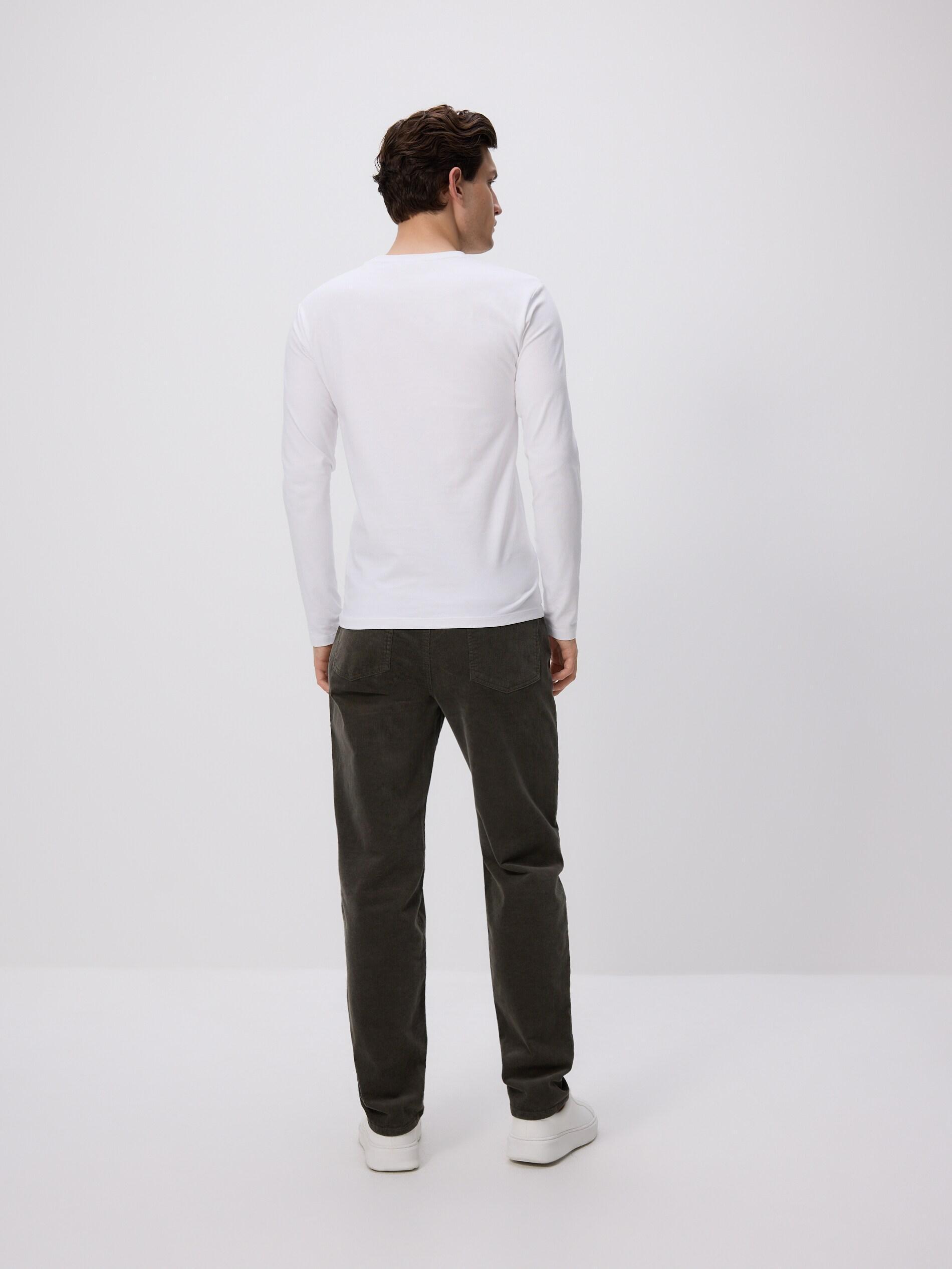 White Long Sleeve Cotton T-Shirt, White, large image number 3
