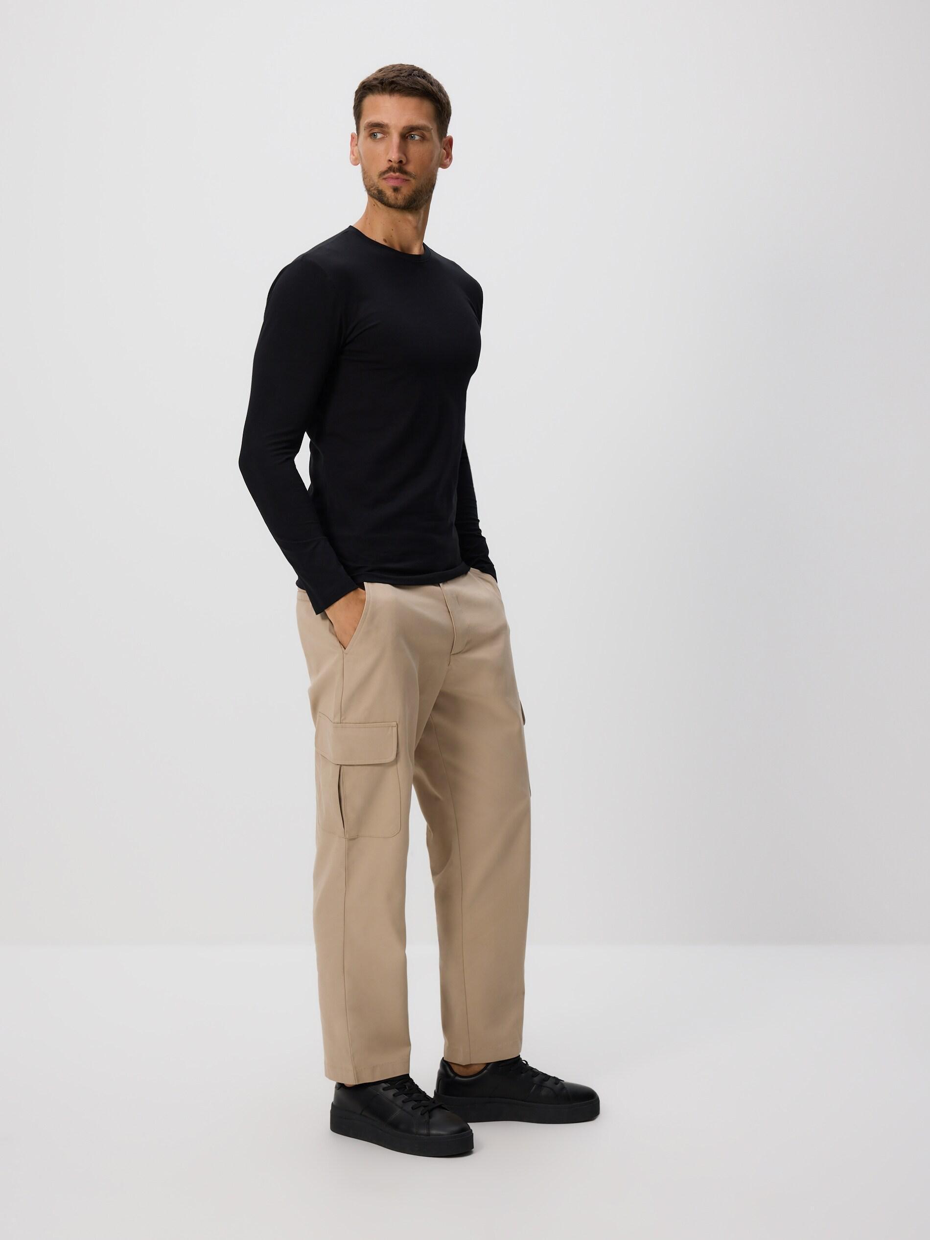 Black Long Sleeve Cotton T-Shirt, Black, large image number 4