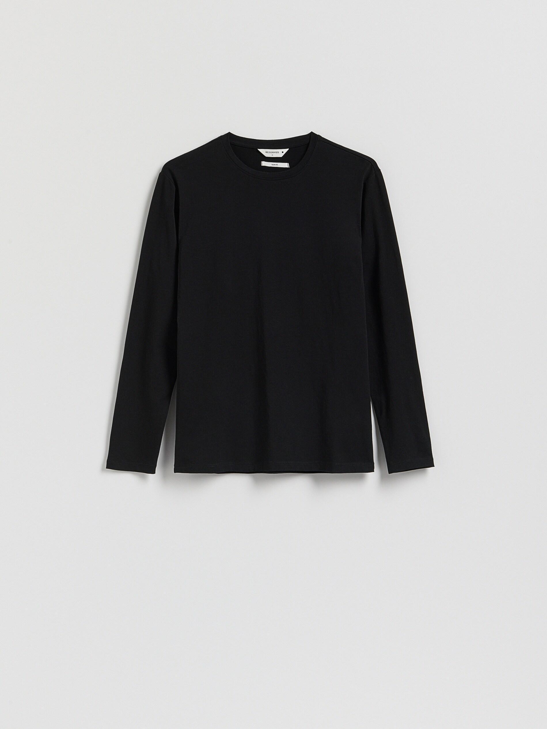 Black Long Sleeve Cotton T-Shirt, Black, large image number 5